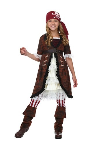 Girl&#39;s Brown Coat Pirate Costume