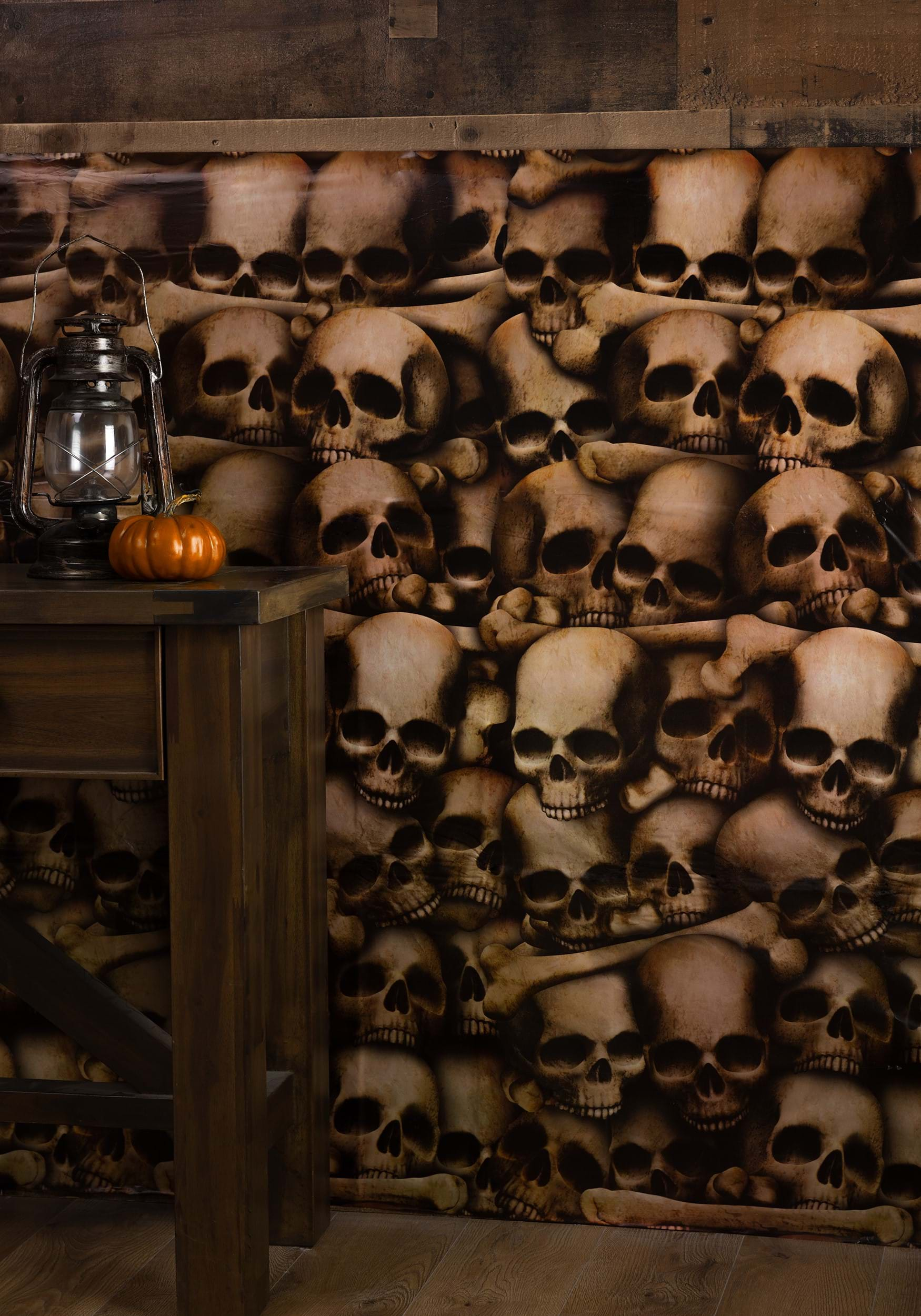 Wall Of Skulls Catacombs Backdrop Prop