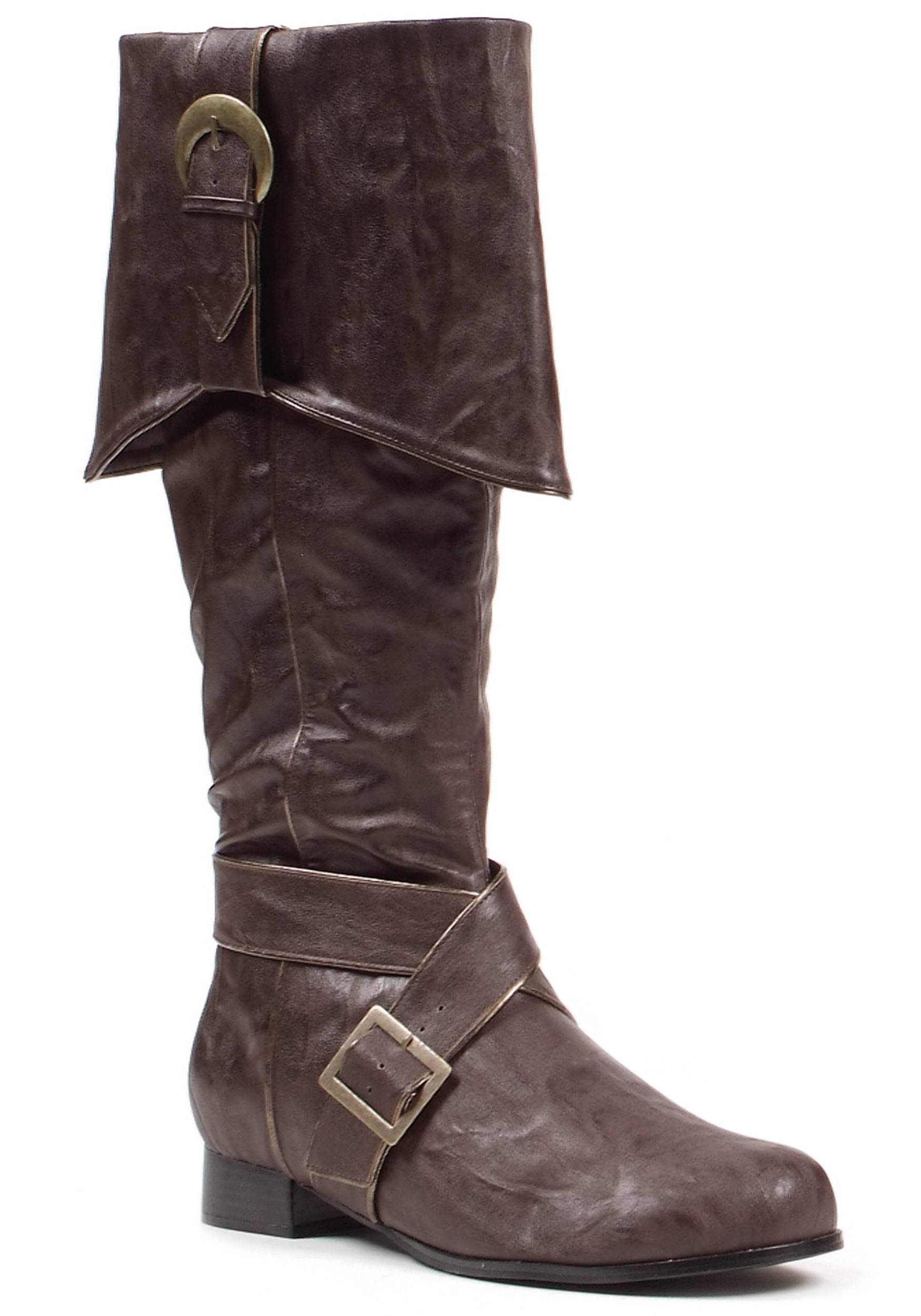 Brown Buckle Pirate Boots for Men