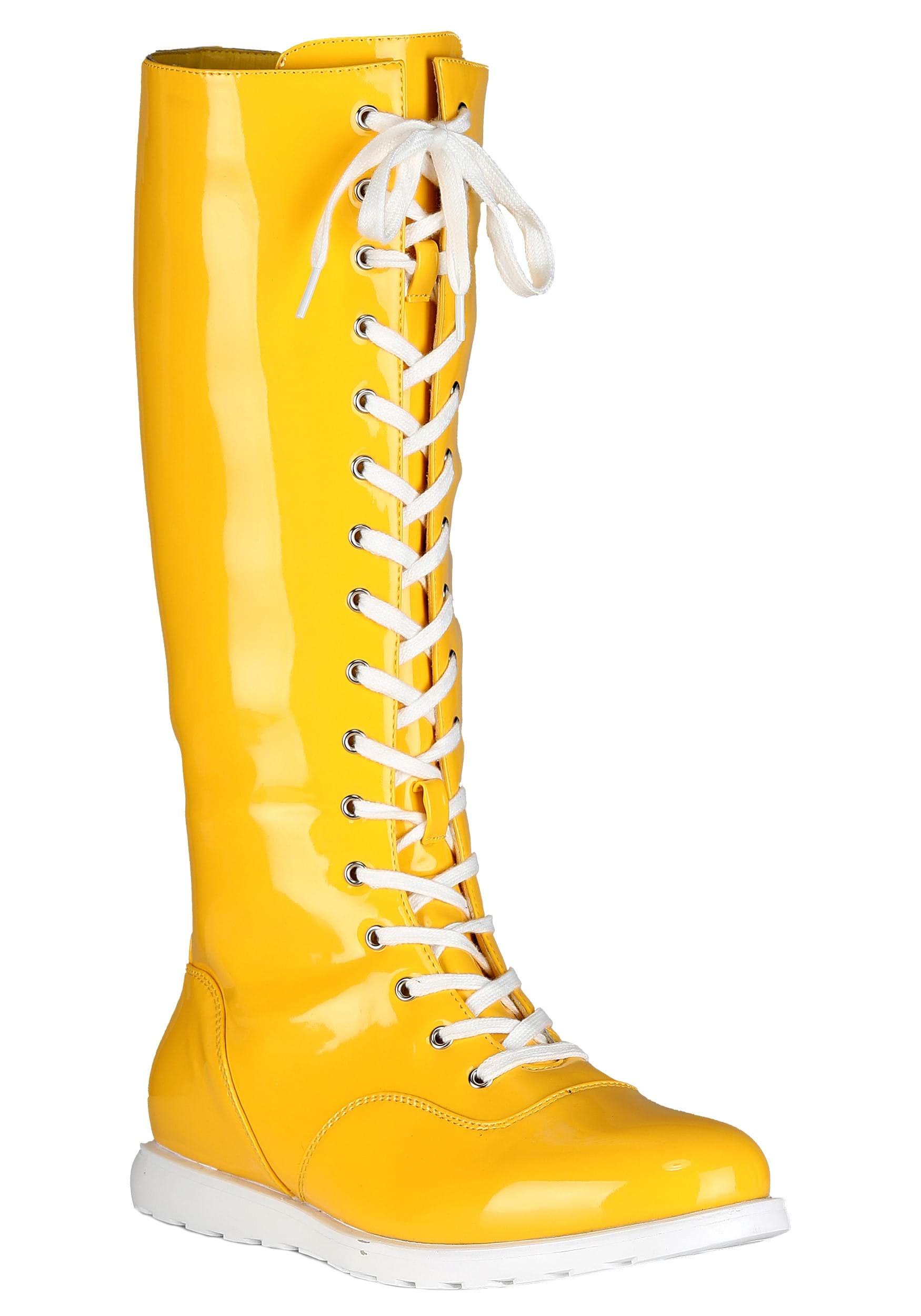 Adult Yellow Wrestling Costume Boots | Adult Costume Shoes