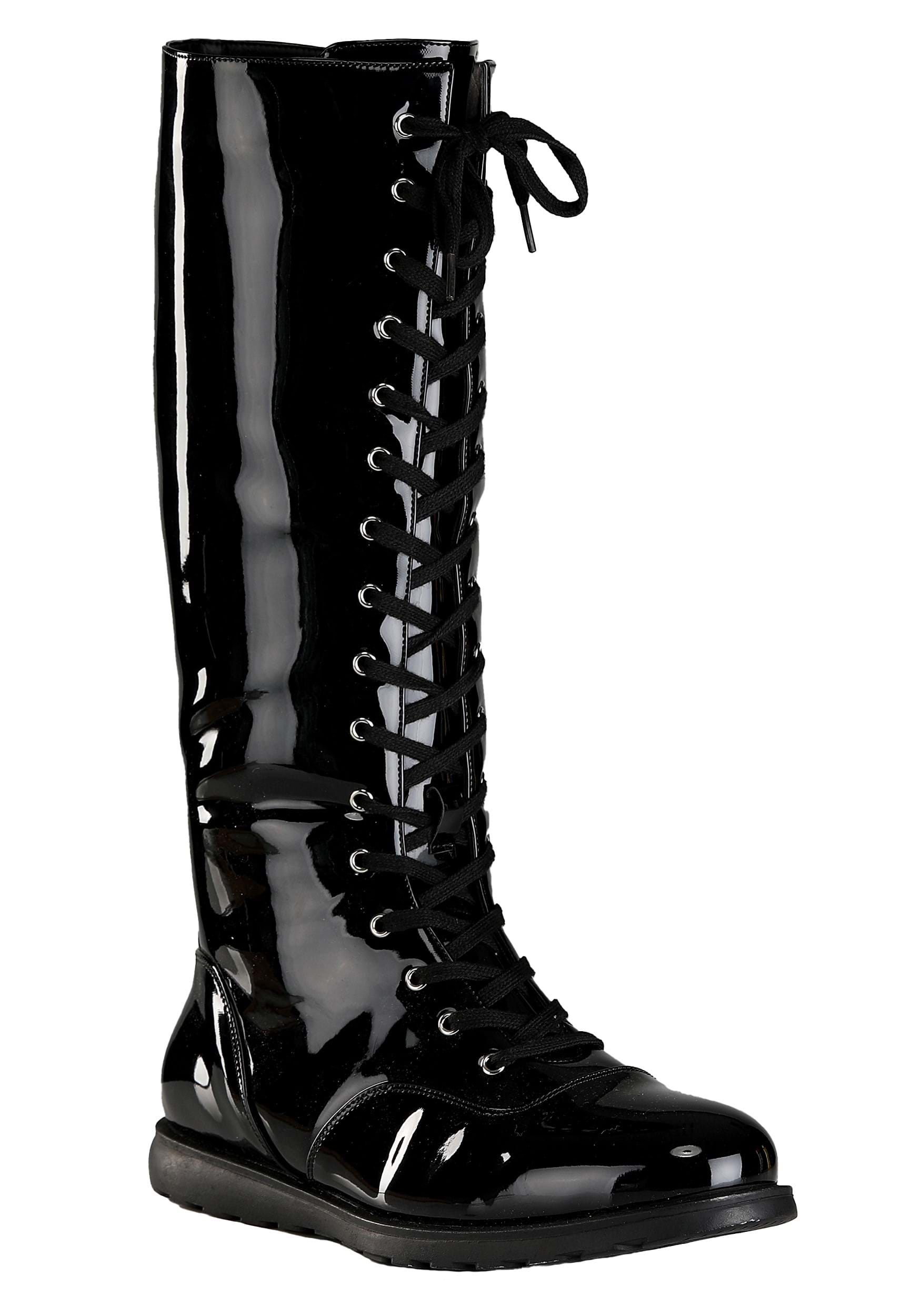 Adult Black Wrestling Costume Boots | Adult Costume Boots
