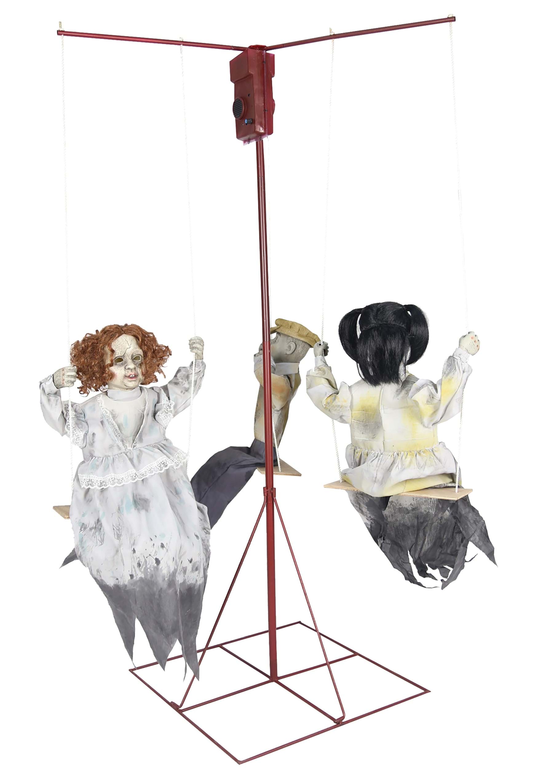72 Ghostly Go Round with 3 Dolls Animated Halloween Prop