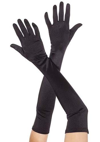 Extra Long Black Satin Women's Gloves | Costume Gloves
