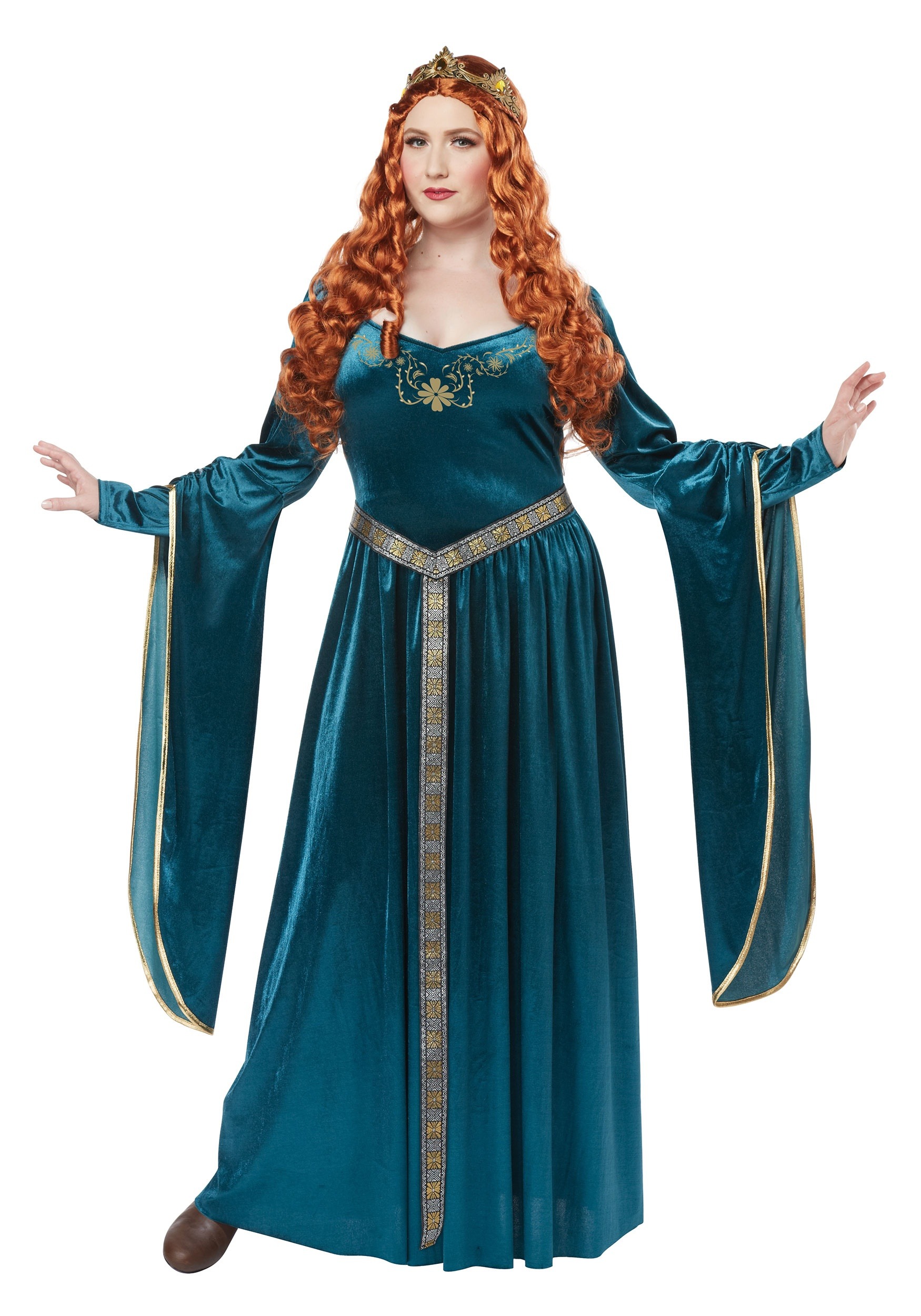 Plus Size Lady Guinevere Teal Costume for Women | Historical Costumes