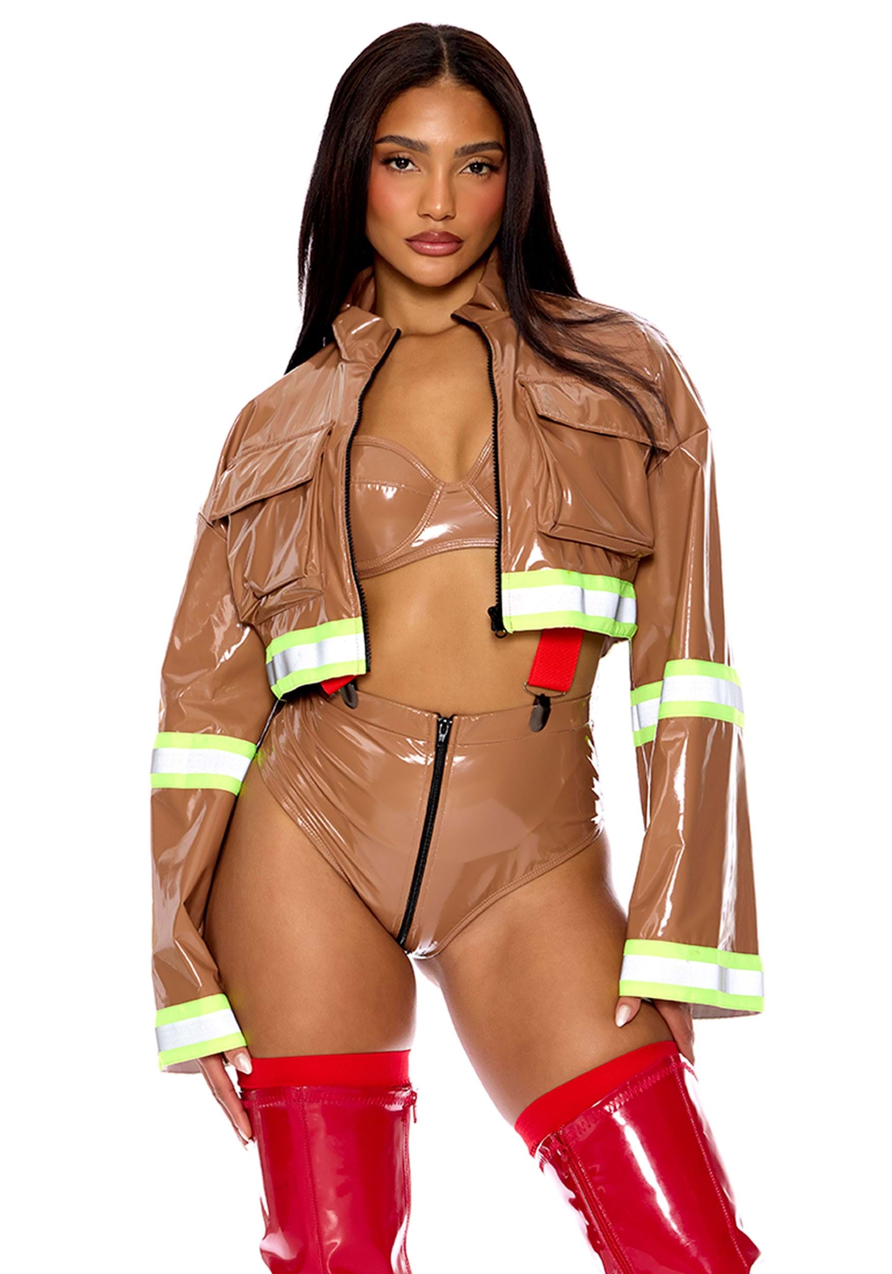 Sexy Patent Fire Fighter Captain Women