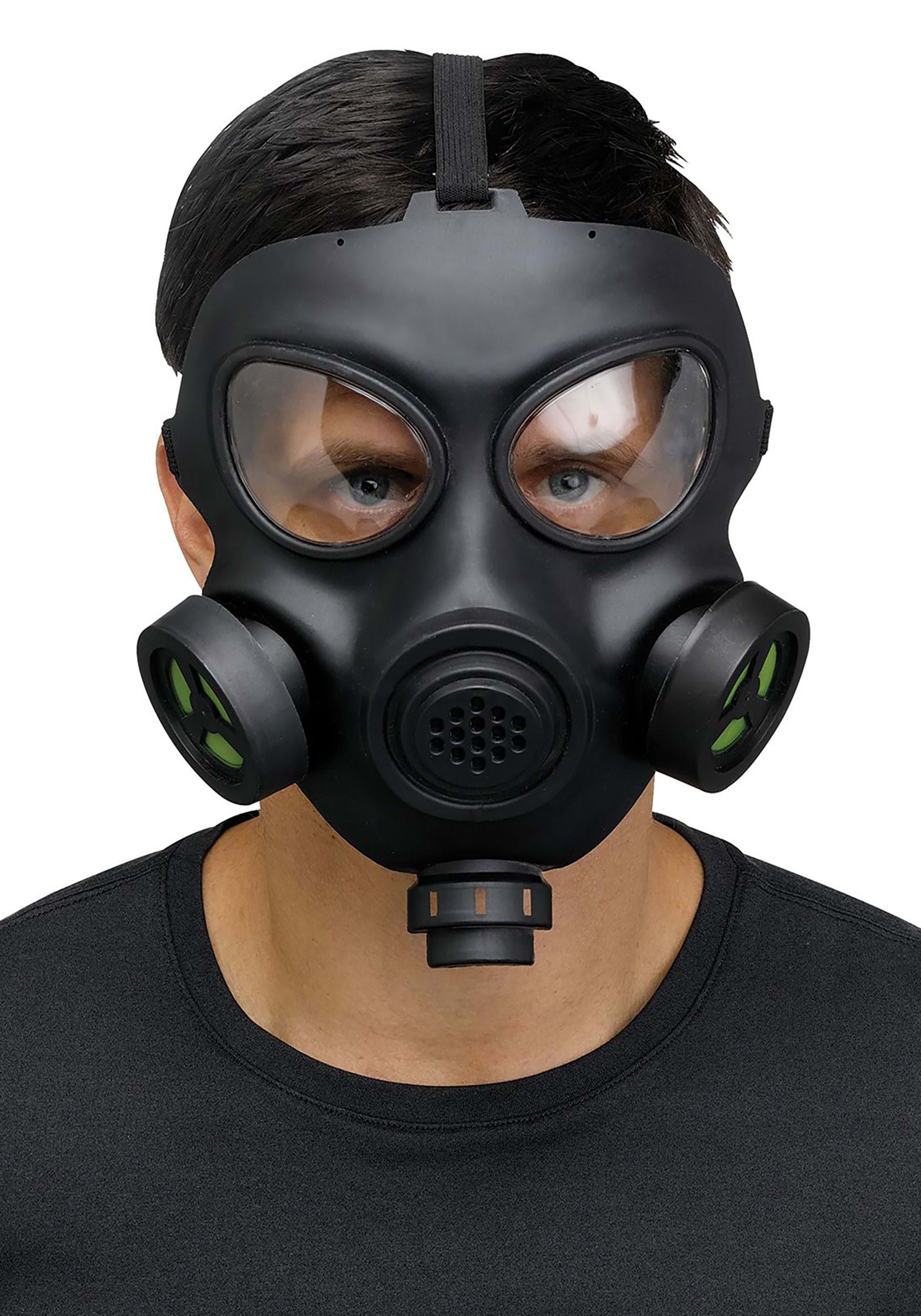 Light Up Adult Costume Gas Mask with Prop Respirator | Costume Masks