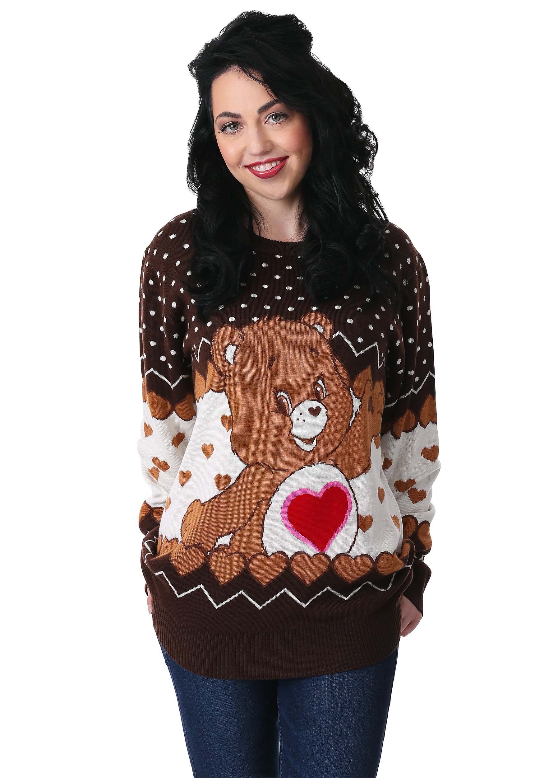 Tenderheart Bear Care Bears Adult Ugly Christmas Sweater | Care Bears Apparel
