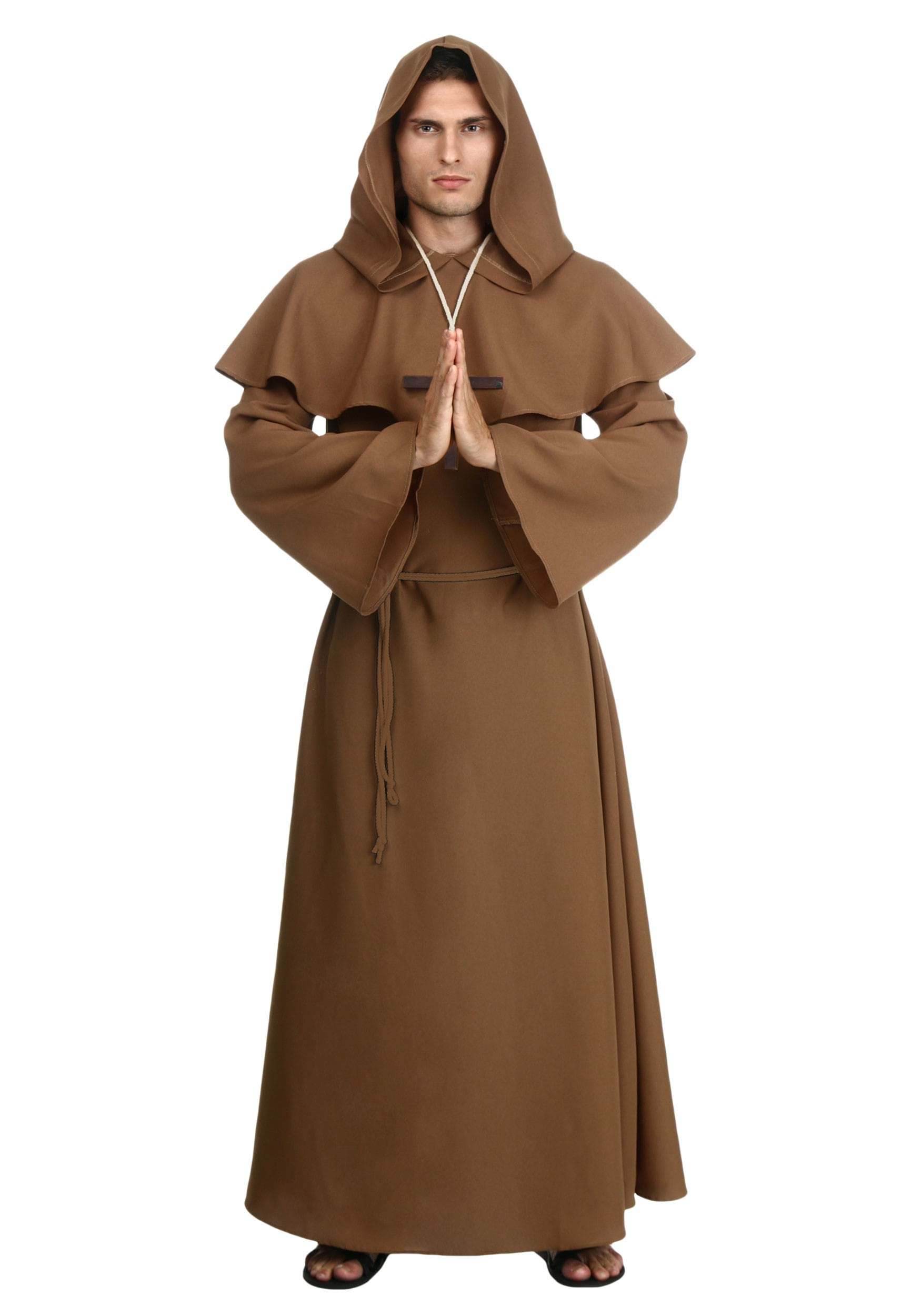 Men's Plus Size Brown Monk Robe Costume | Religious Costumes