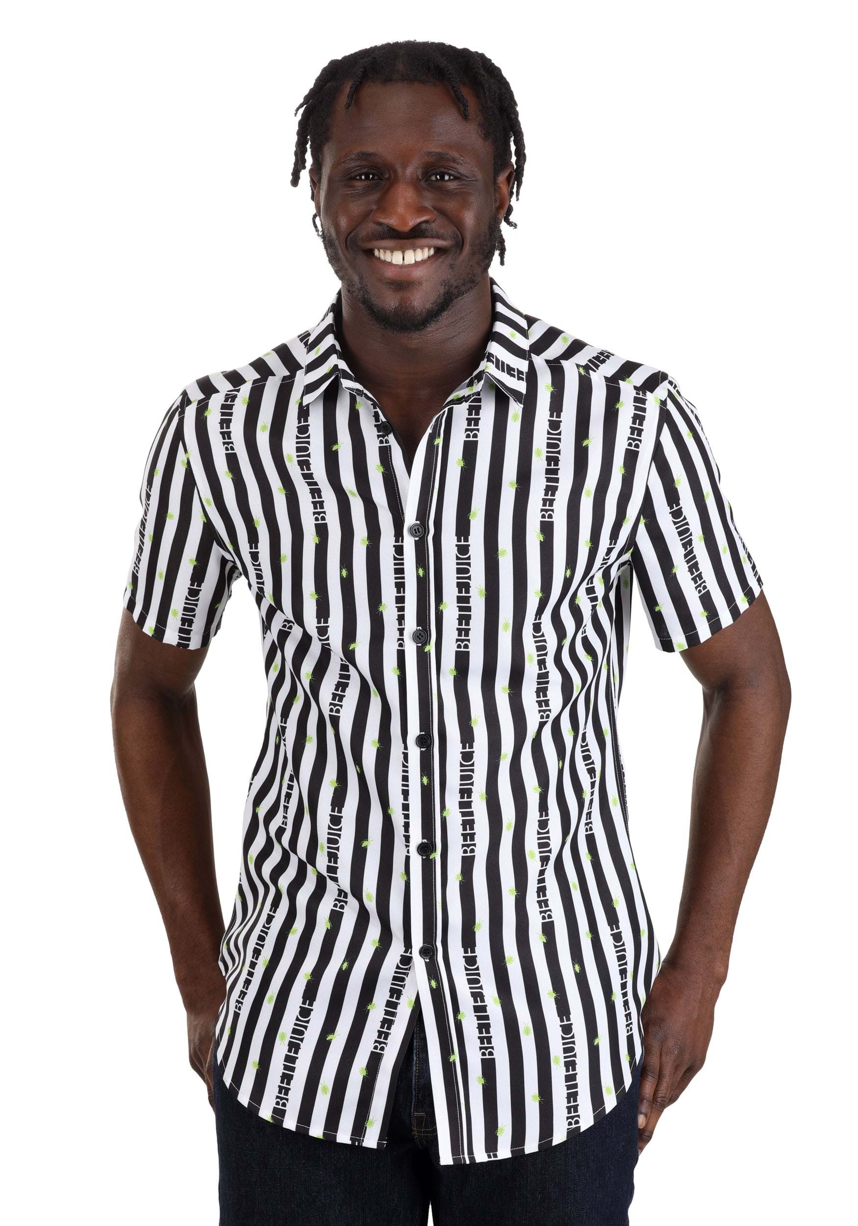 Adult Striped Logo Beetlejuice Shirt | Adult Apparel