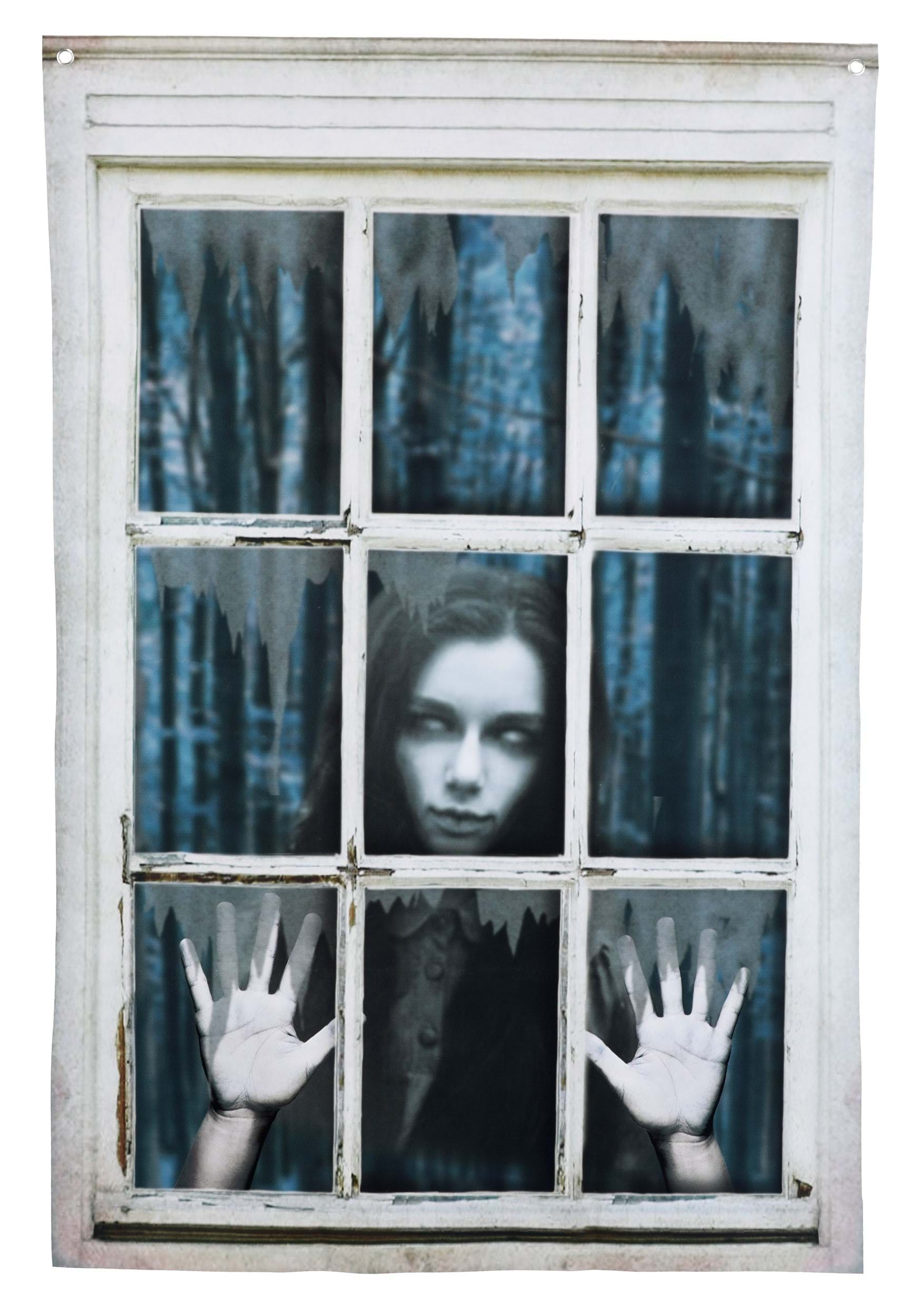 47-Inch Printed Curtain Window Ghost Prop | Halloween Home Decorations