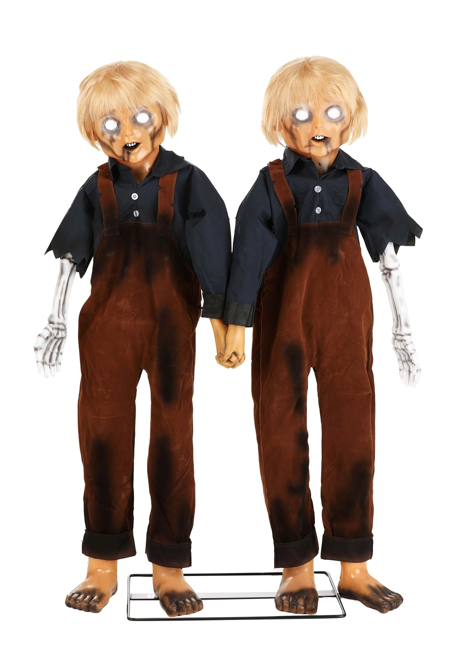 4FT Creepy Twin Boys Animatronic Halloween Prop | Scary Animatronics