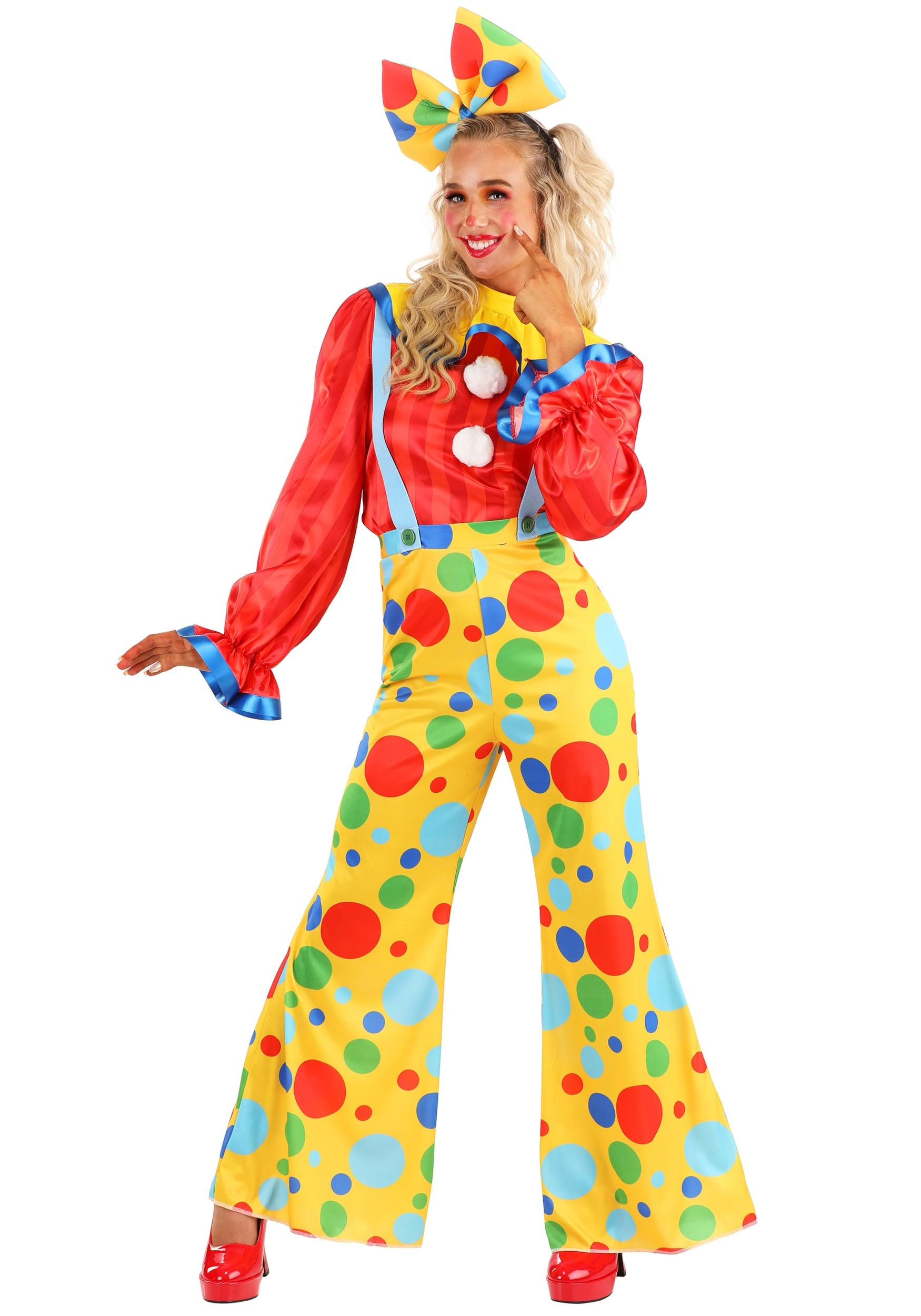 Adult Posh Polka Dot Clown Costume | Women's Clown Costumes