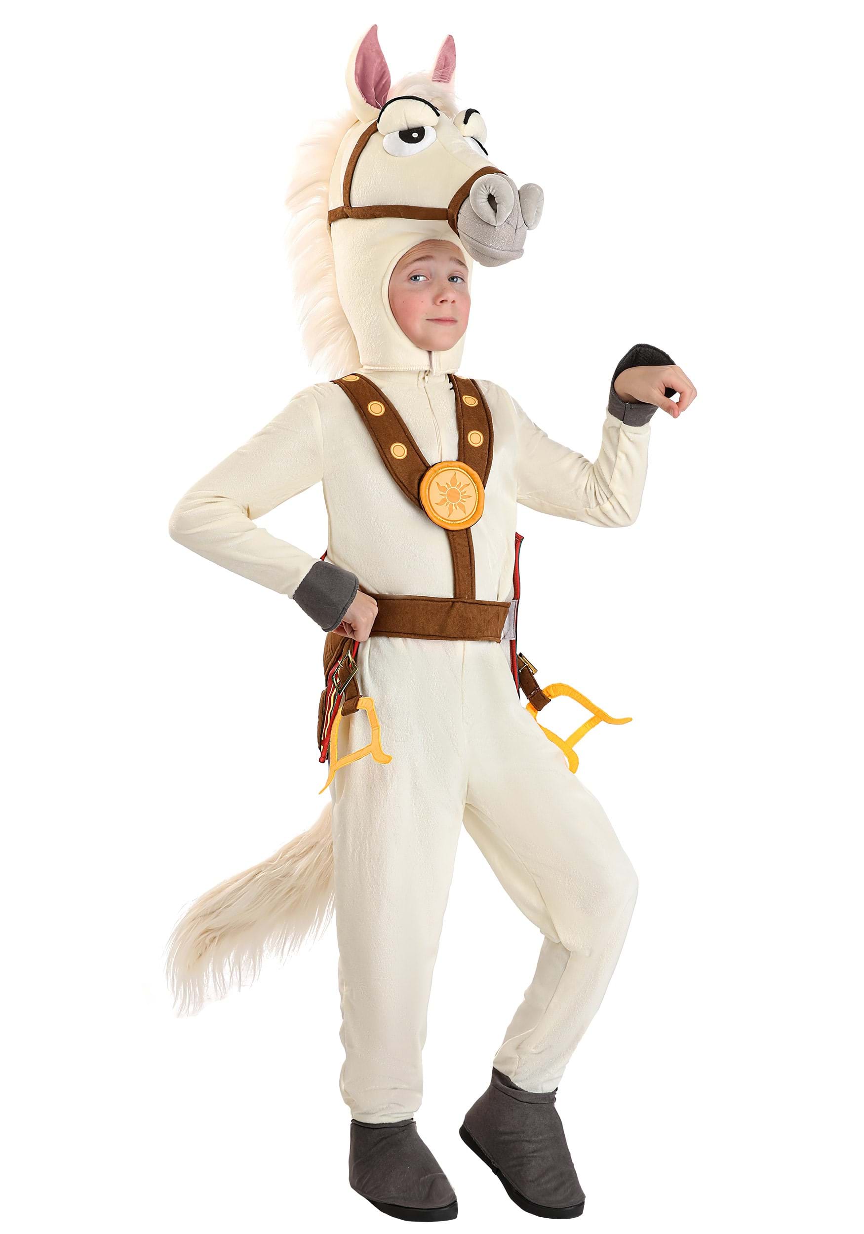 Kid's Disney Tangled Maximus Halloween Costume | Hooded Horse Jumpsuit with Faux Fur for Children | Disney's Tangled Costumes