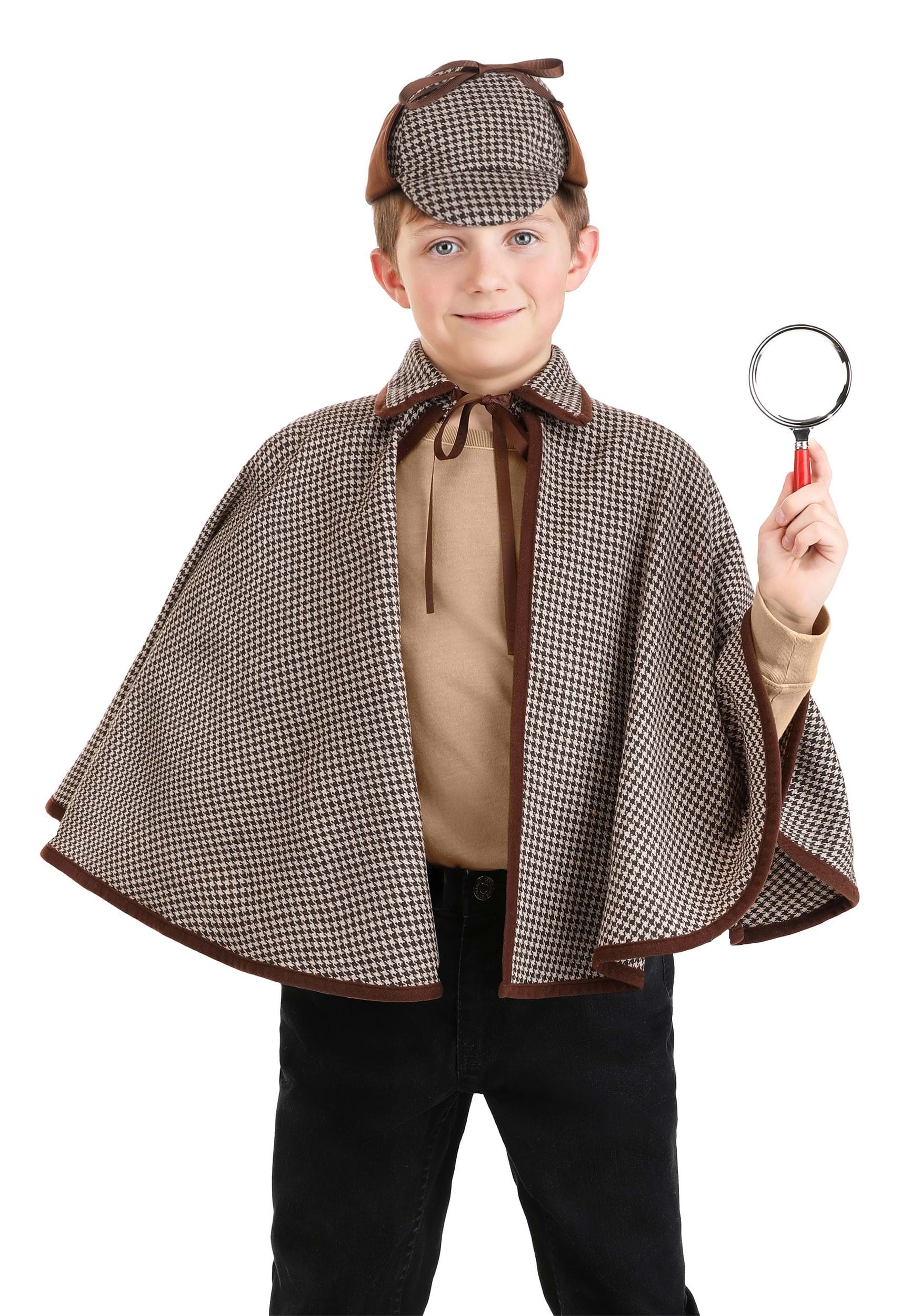 Kid's Sherlock Holmes Hat and Poncho Accessory Costume Kit | Sherlock Holmes Costumes