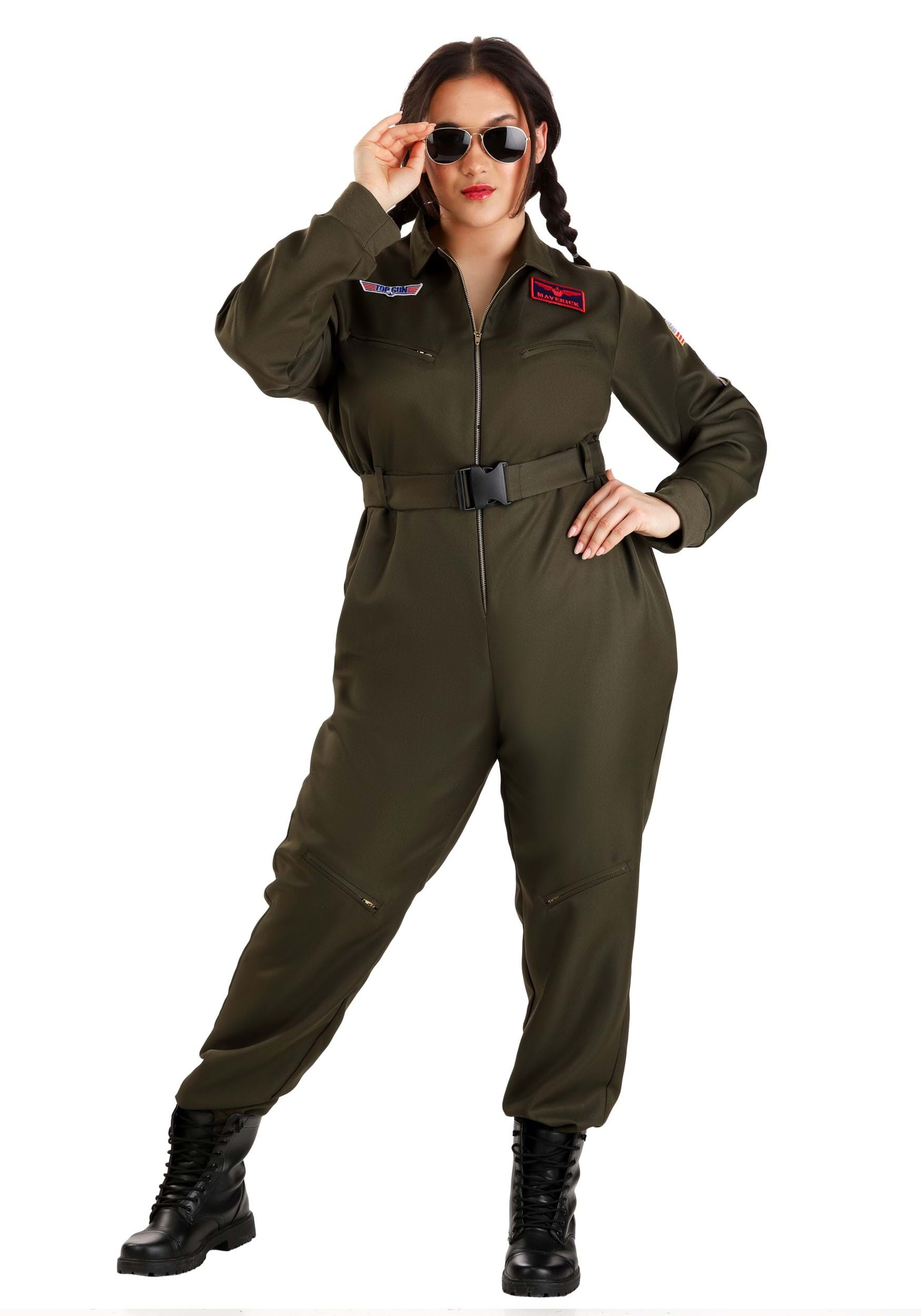 Plus Size Women's Flight Suit Top Gun Costume | Top Gun Costumes