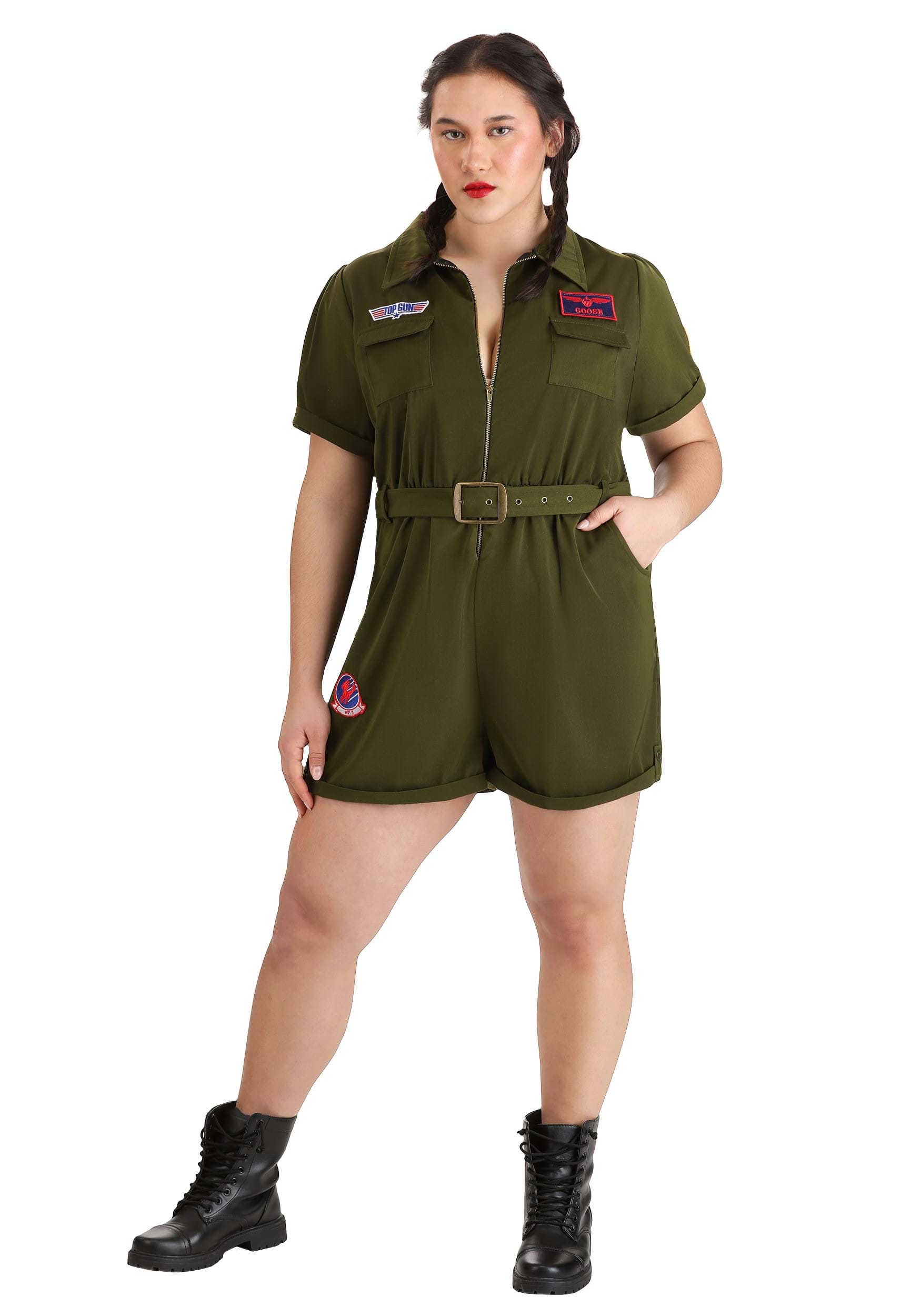 Women's Plus Size Top Gun Flight Suit Romper Costume | Top Gun Costumes