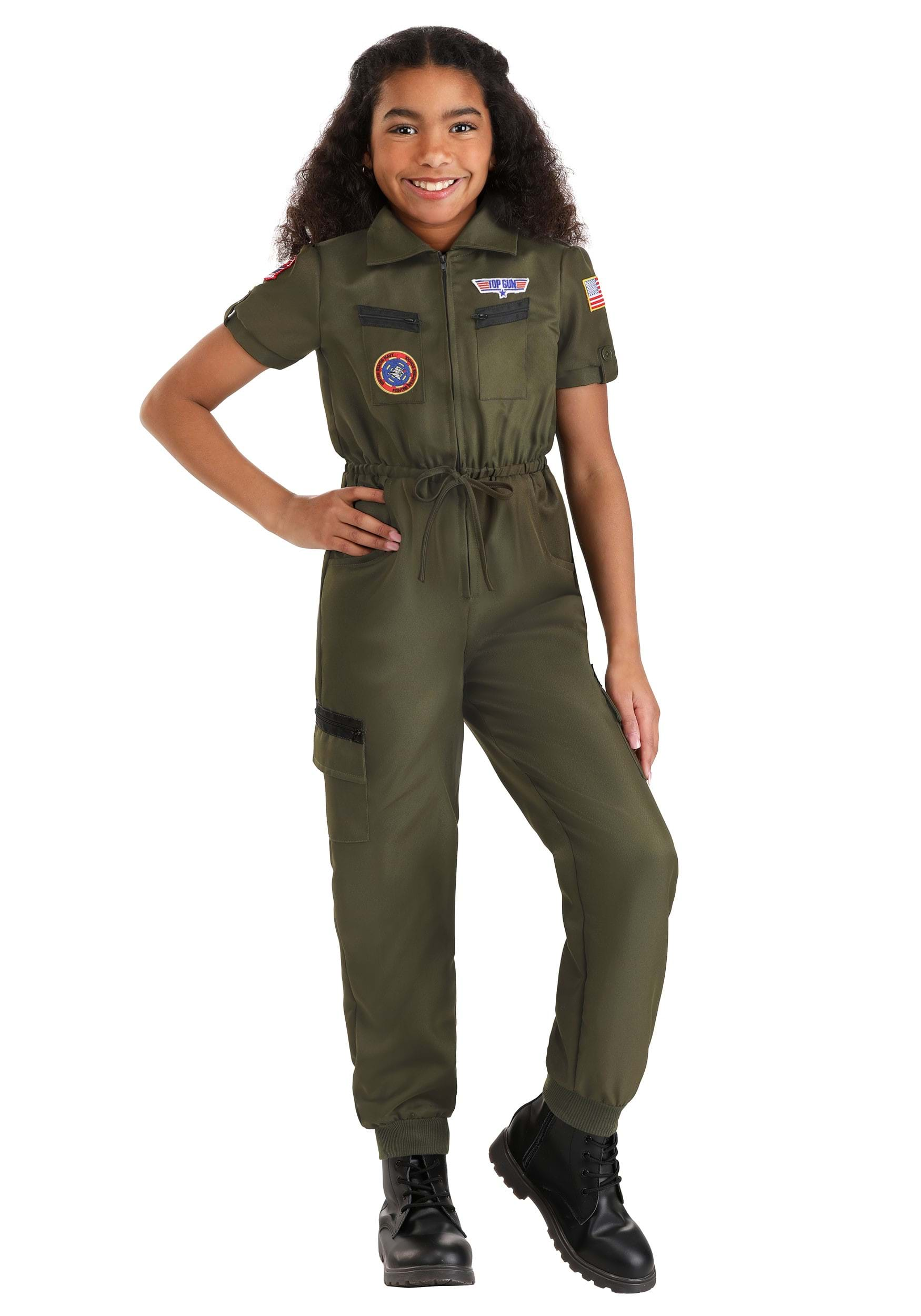 Flight Suit Top Gun Girl's Costume | Top Gun Costumes