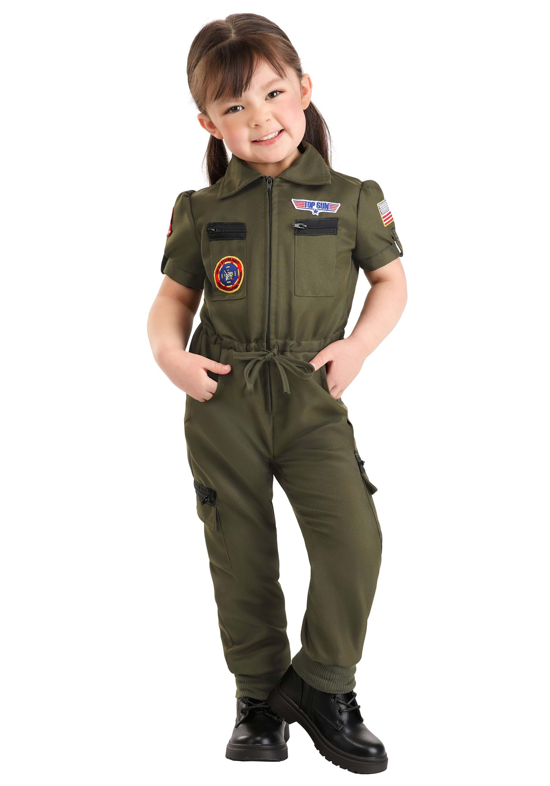 Flight Suit Top Gun Girl's Toddler Costume | Top Gun Costumes