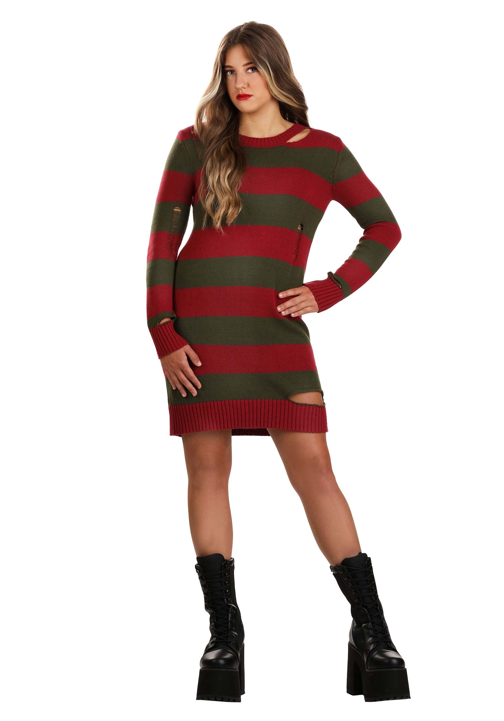 Women's Distressed Nightmare on Elm Street Sweater Dress | Freddy Krueger Costumes