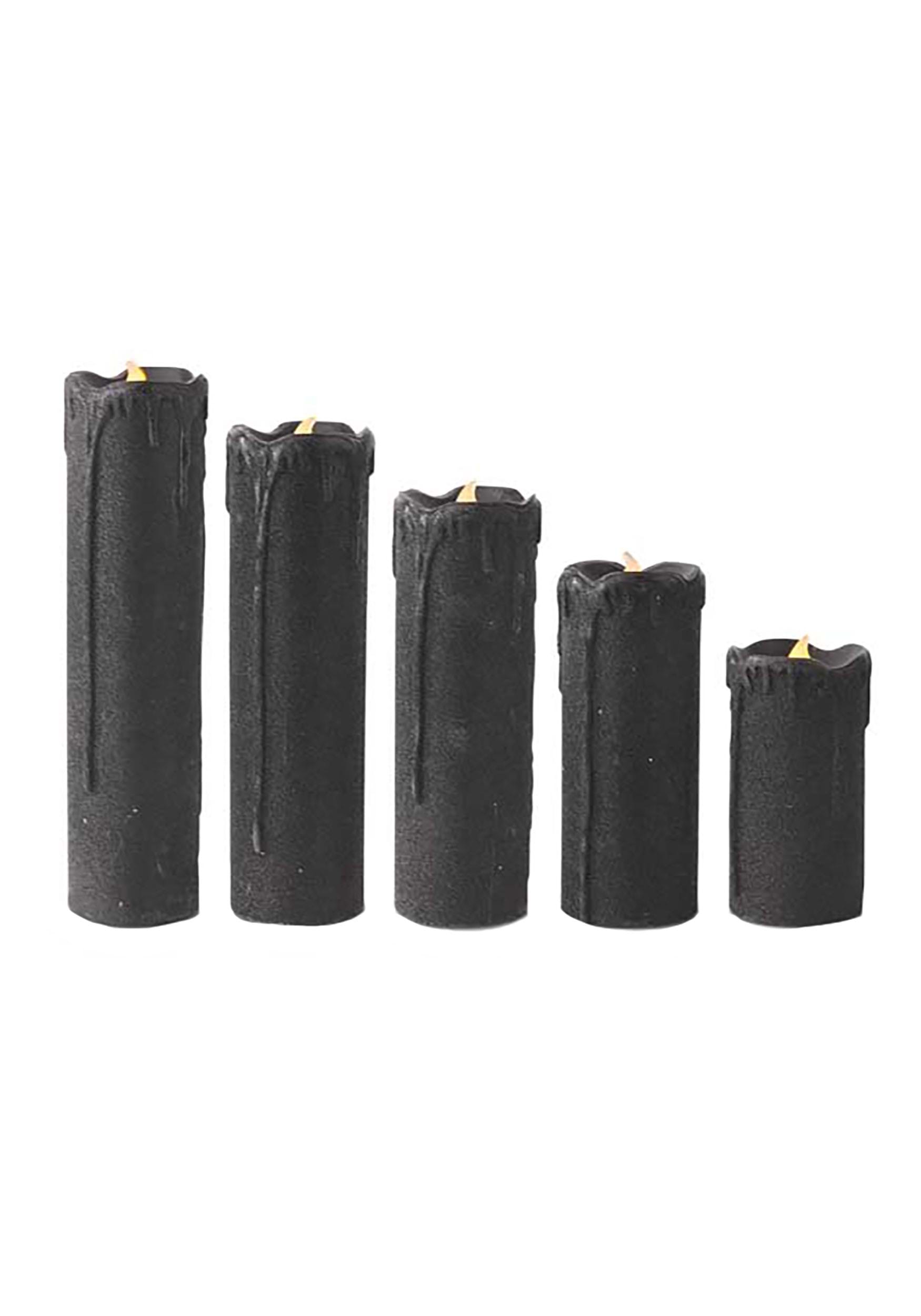 Set of 5 Black Glitter LED Candles Halloween Decoration | Table Decorations