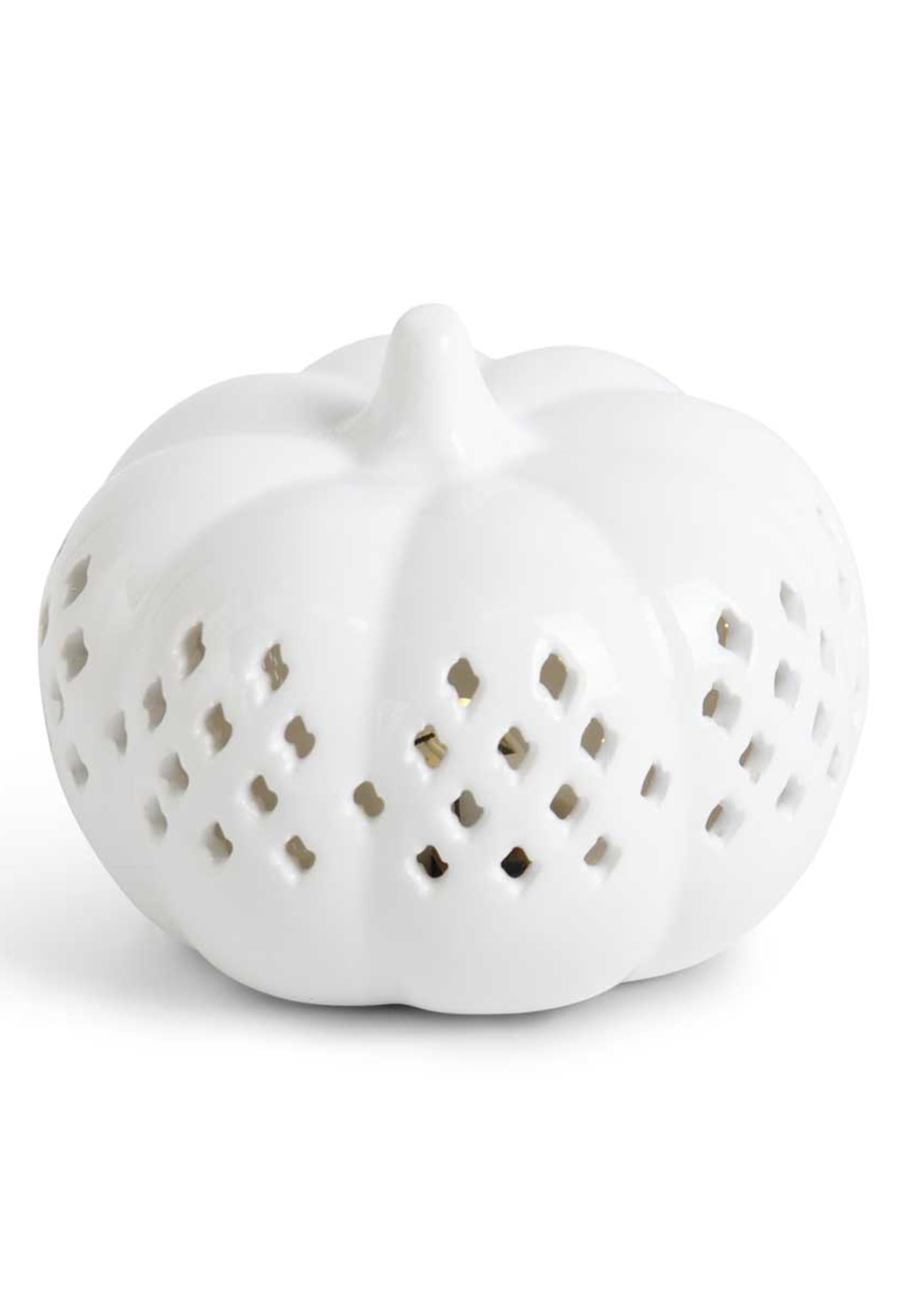 White Ceramic Cutout LED 3.5 Pumpkin Prop