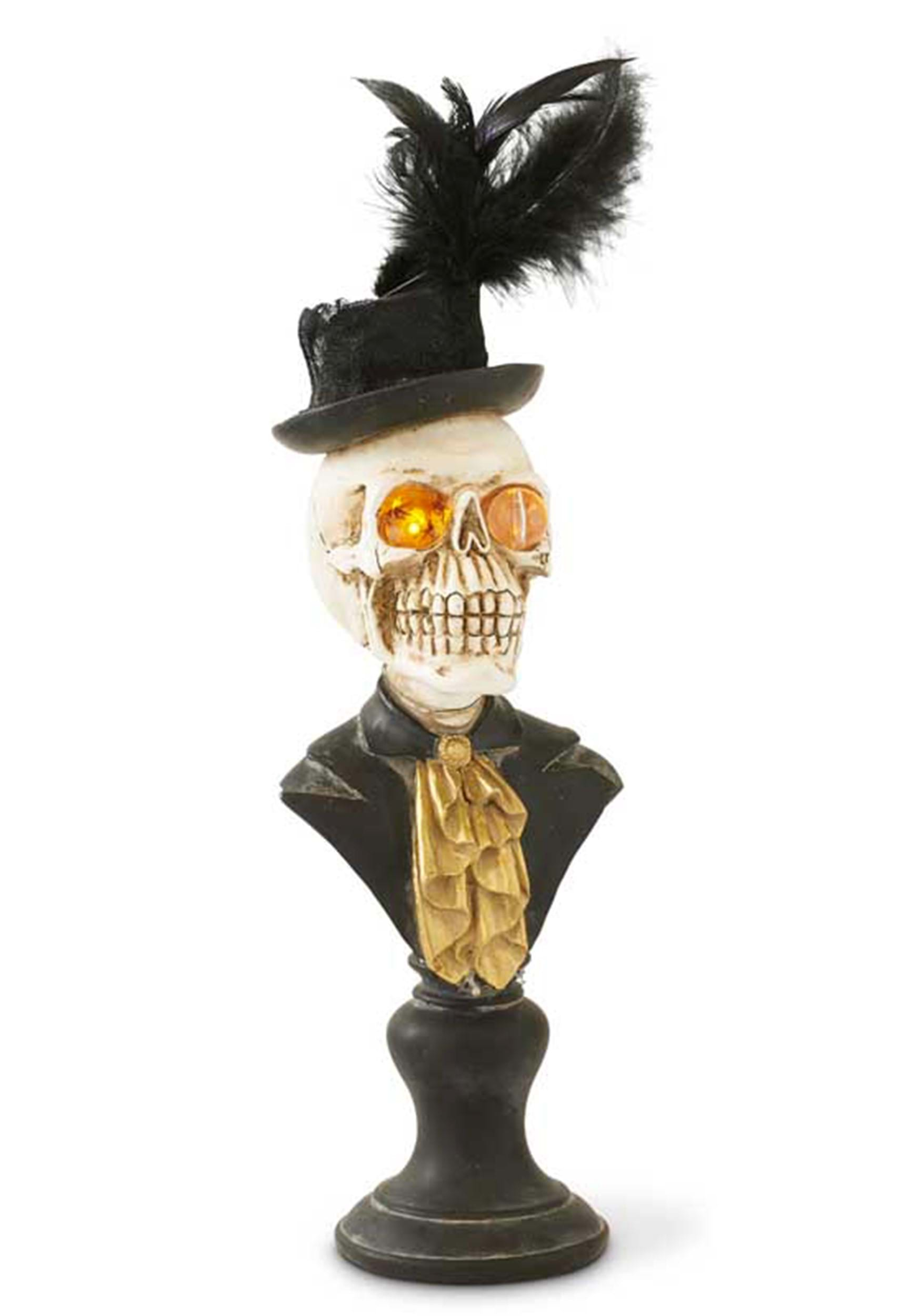 18-Inch Skeleton Bust with LED Eyes on Pedestal Prop