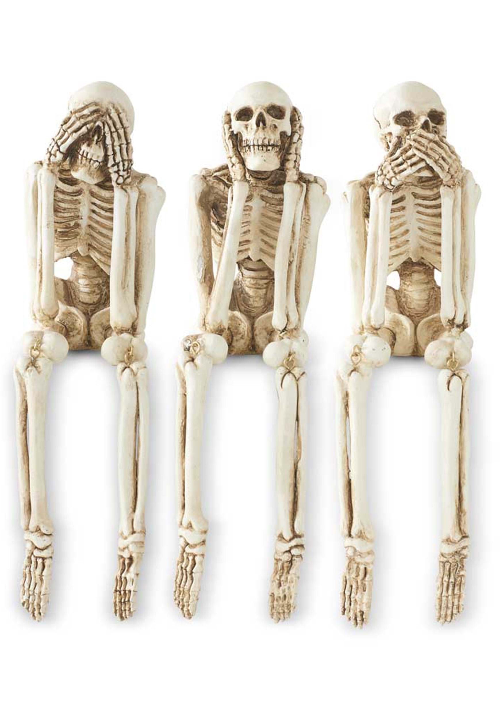 Set of 3 Speak No Evil, Hear No Evil, See No Evil Halloween Skeletons Decoration
