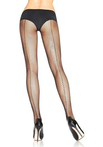 Black Plus Size Fishnet Tights with Backseam for Women