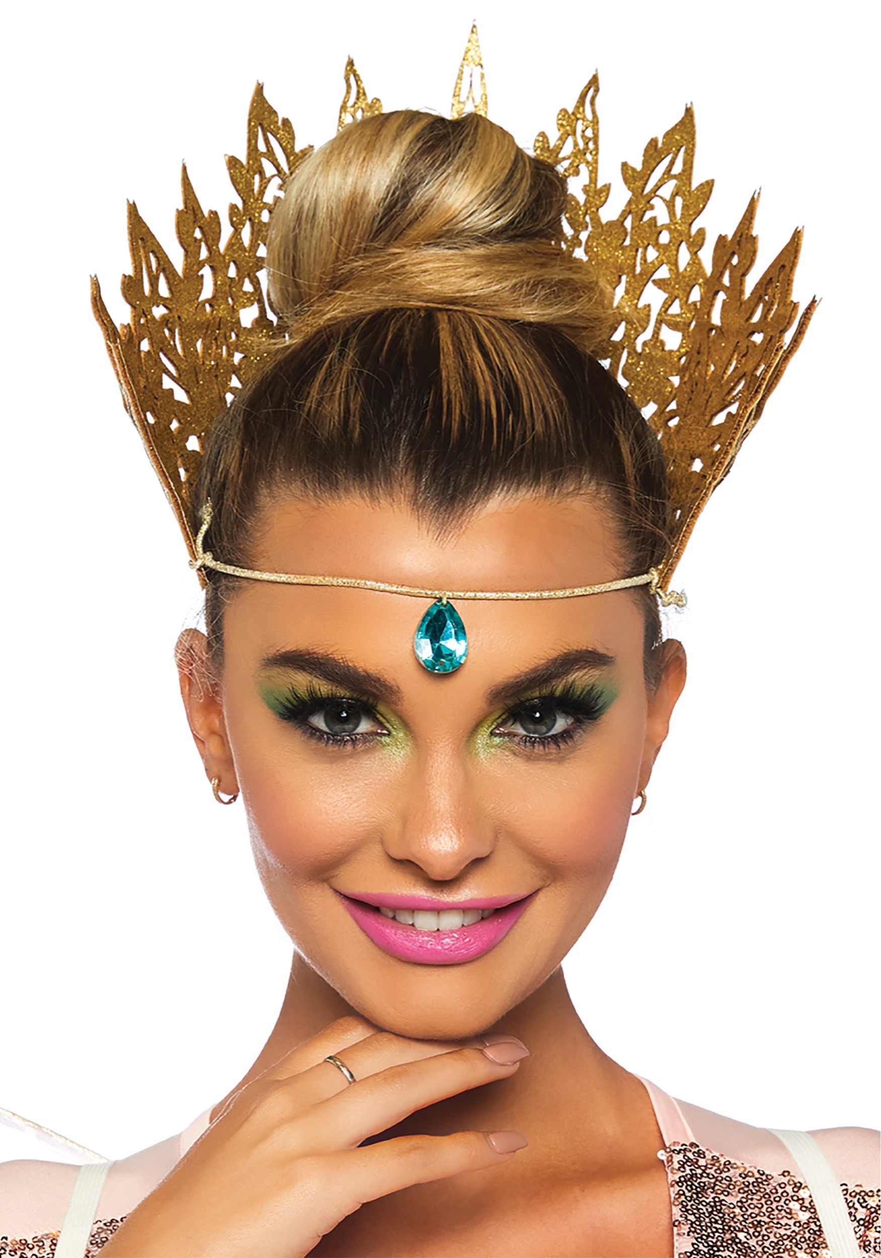 Gold Glitter Crown with Jewel Accent Costume Headband