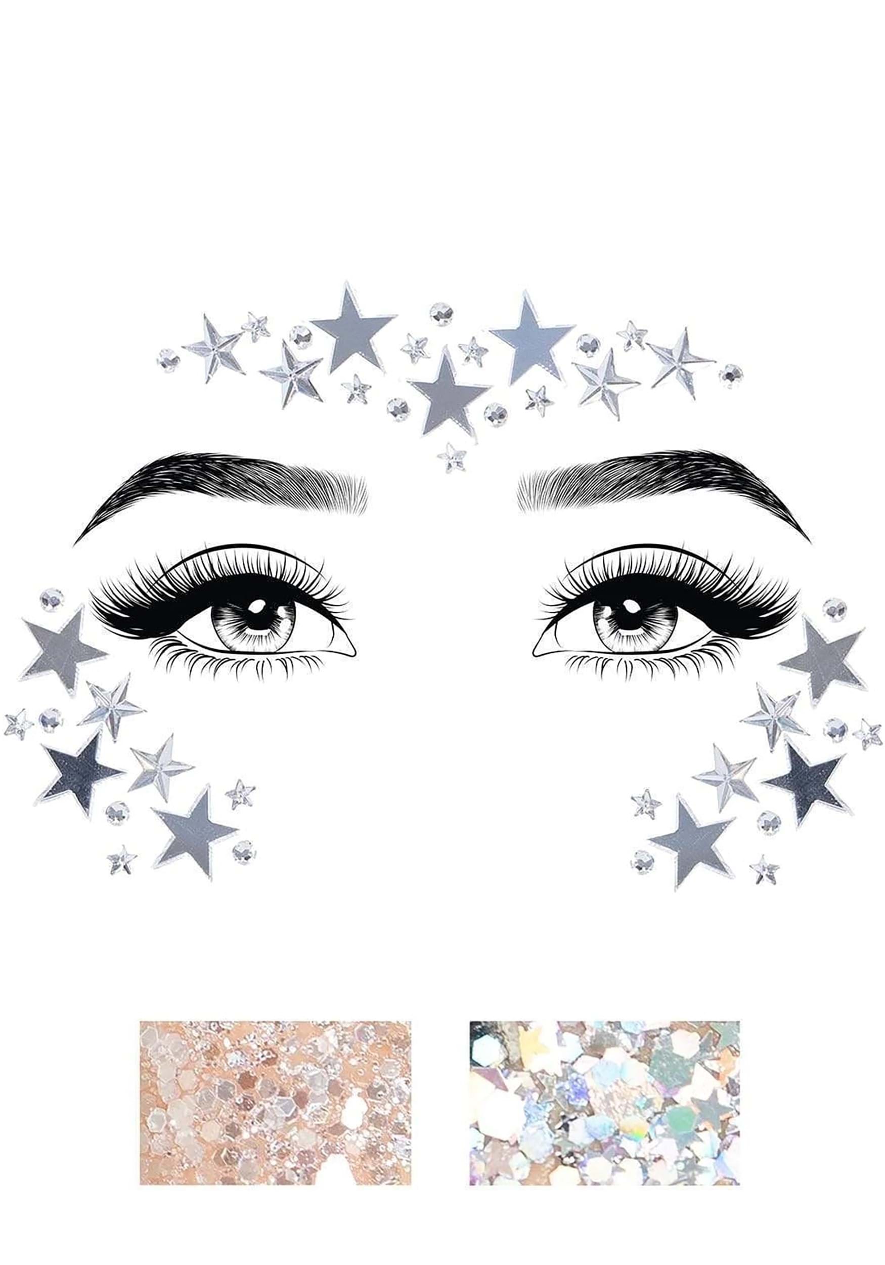 Rhinestone and Star Face Jewel Set | Costume Accessories