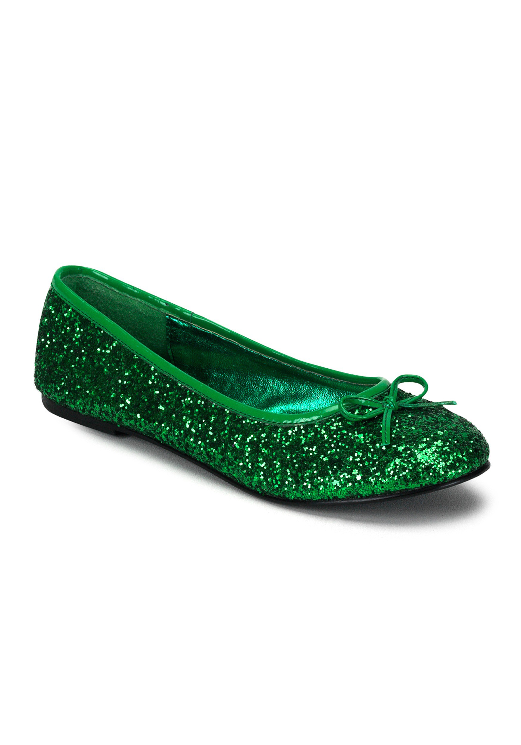 Kelly Green Glitter Flats | Costume Shoes