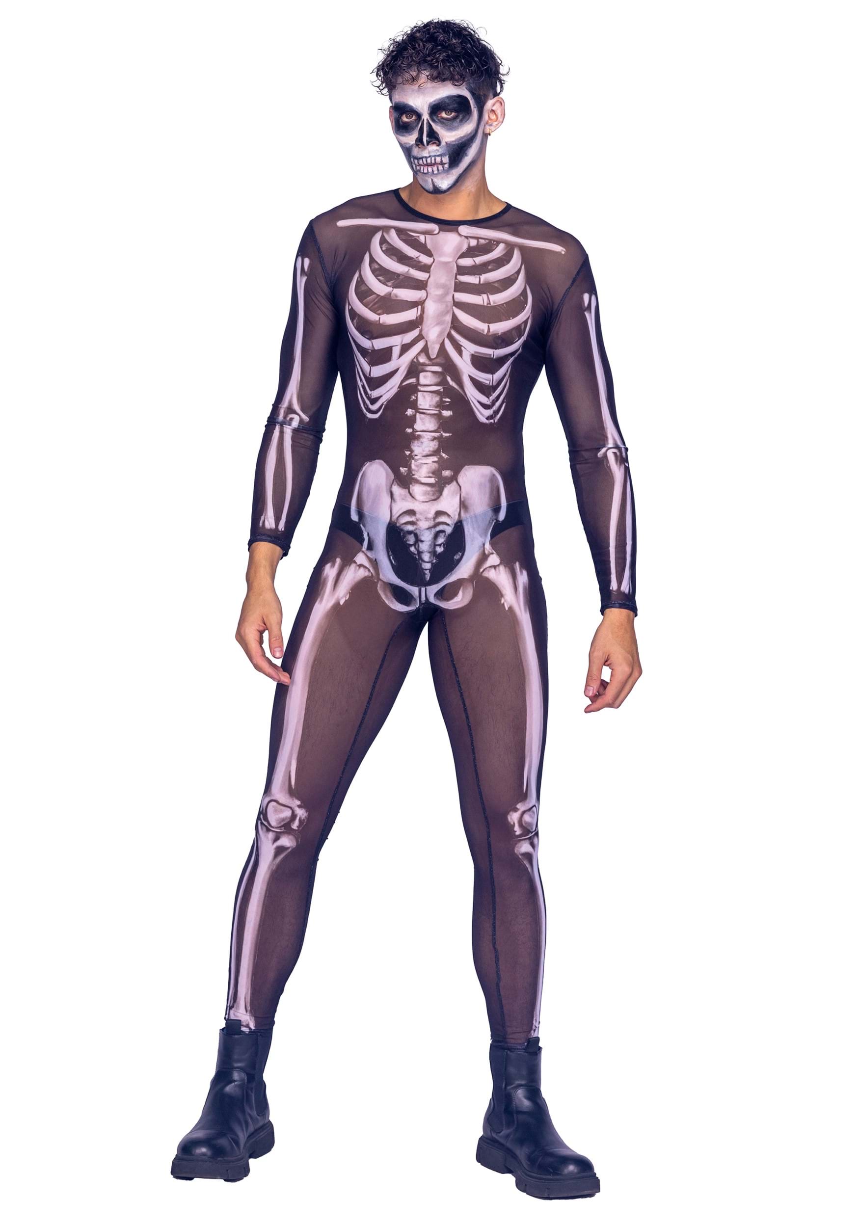 Sexy Mesh Skeleton Jumpsuit Men