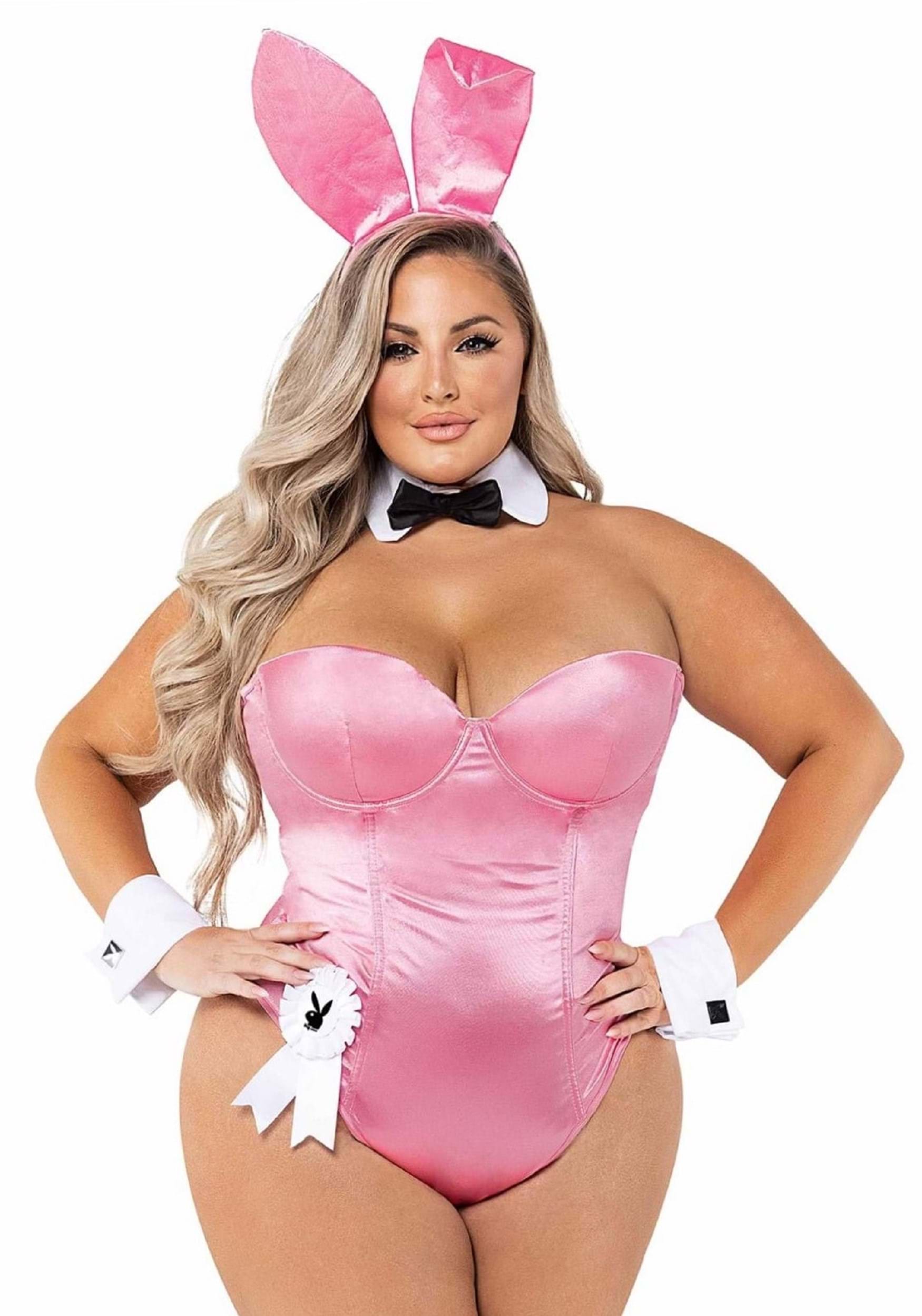 Women's Plus Size Pink Playboy Bunny Costume