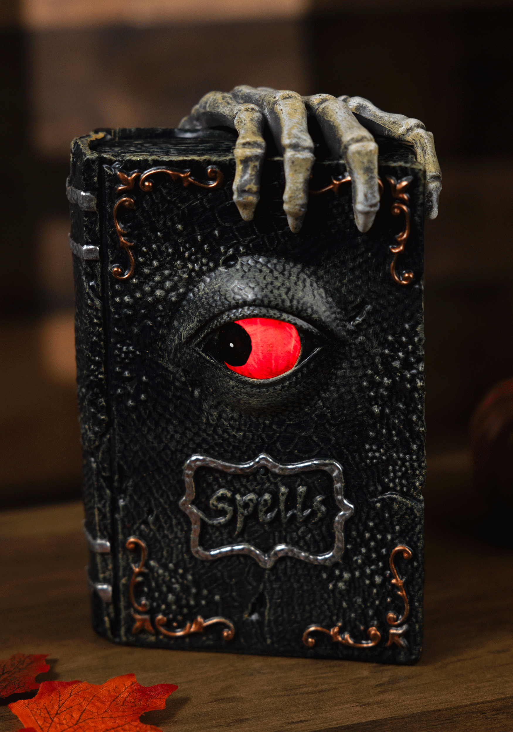 10 Inch Animated Dragon Eye Spell Book Decoration | Halloween Home Decor