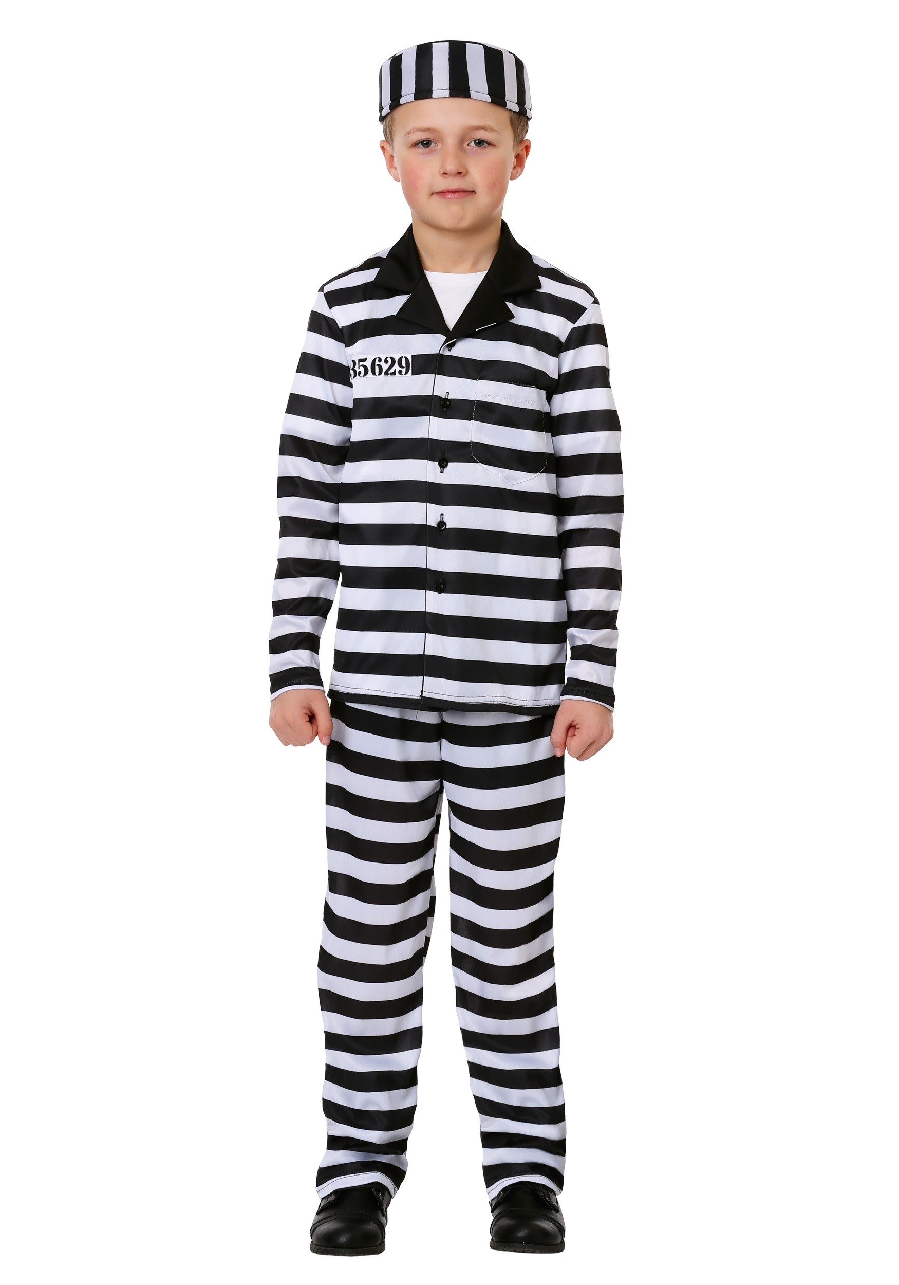 Deluxe Button Down Jailbird Kids Costume
