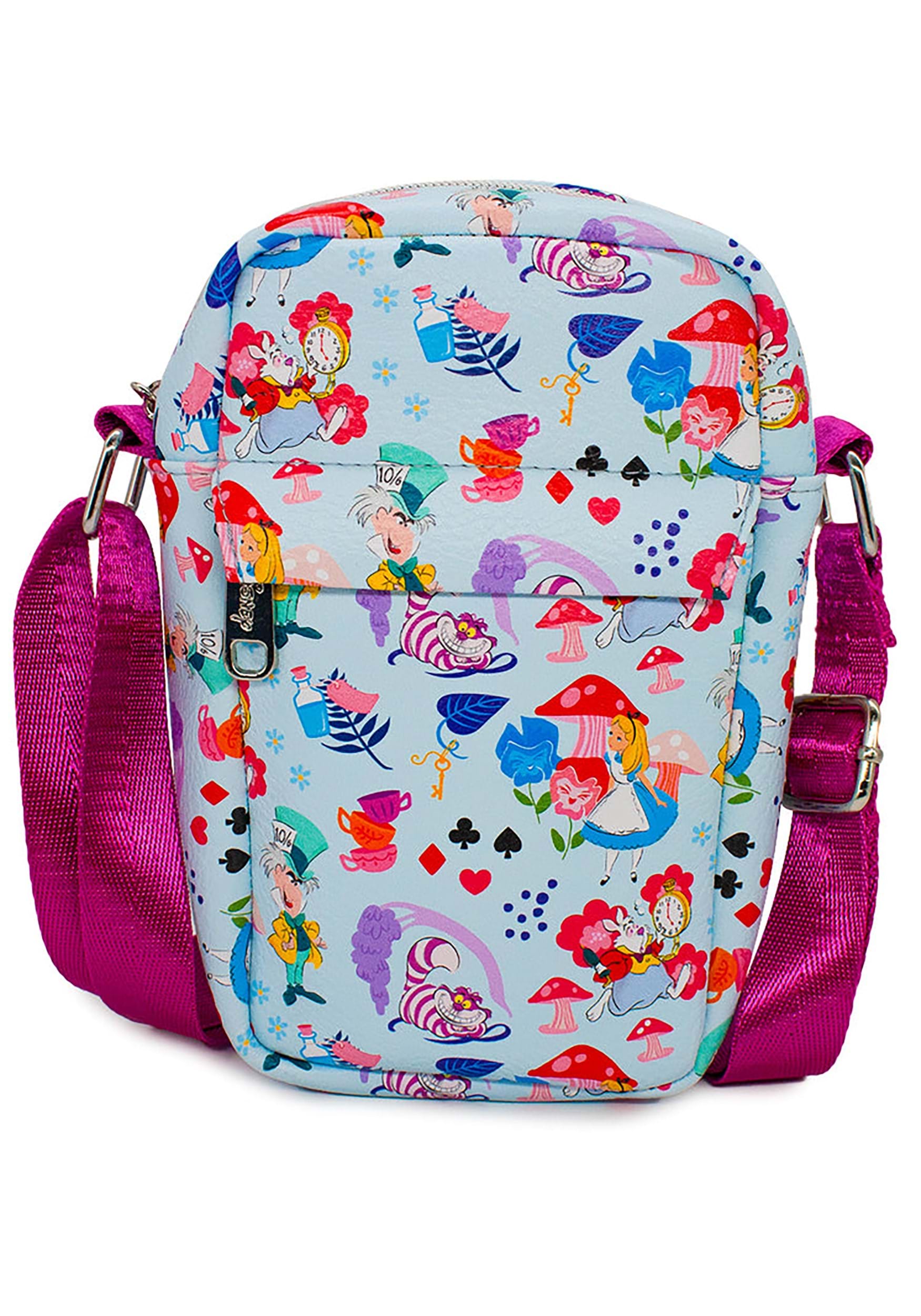 Alice in Wonderland Character Collage Crossbody Wallet for Women