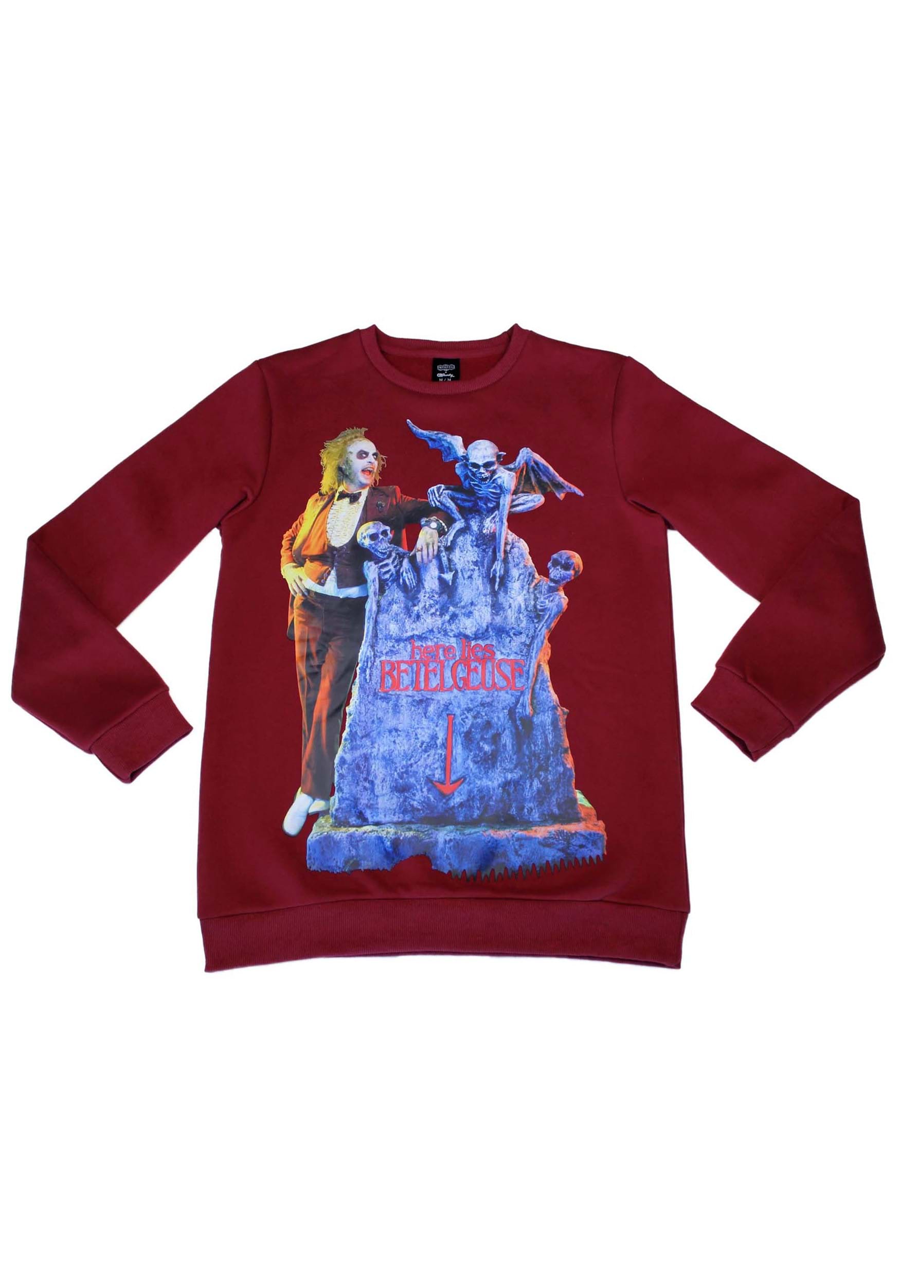 Cakeworthy Beetlejuice Tombstone Crew Neck Adult Sweater | Halloween Apparel