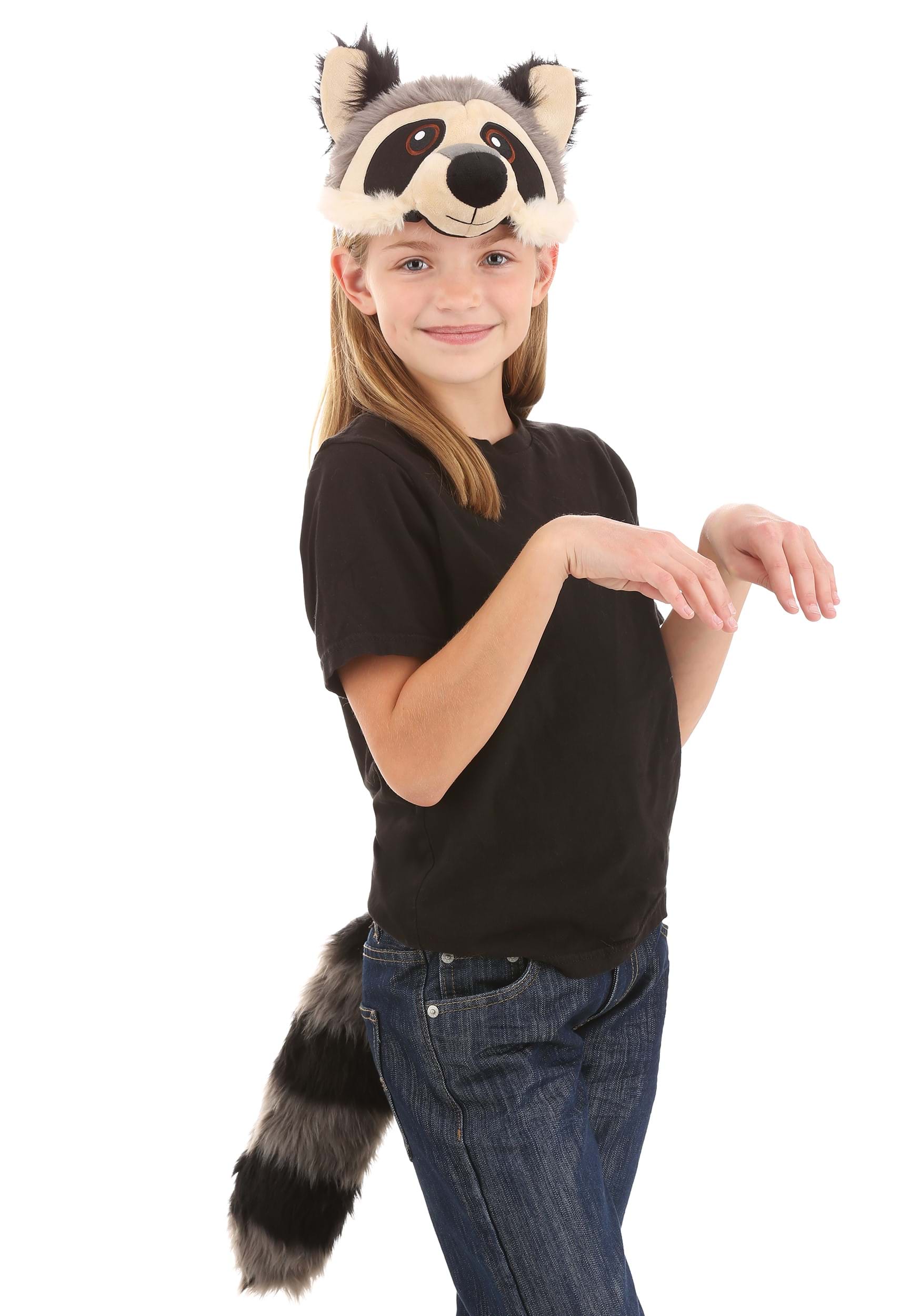 Raccoon Plush Headband & Tail Accessory Costume Kit | Animal Accessories
