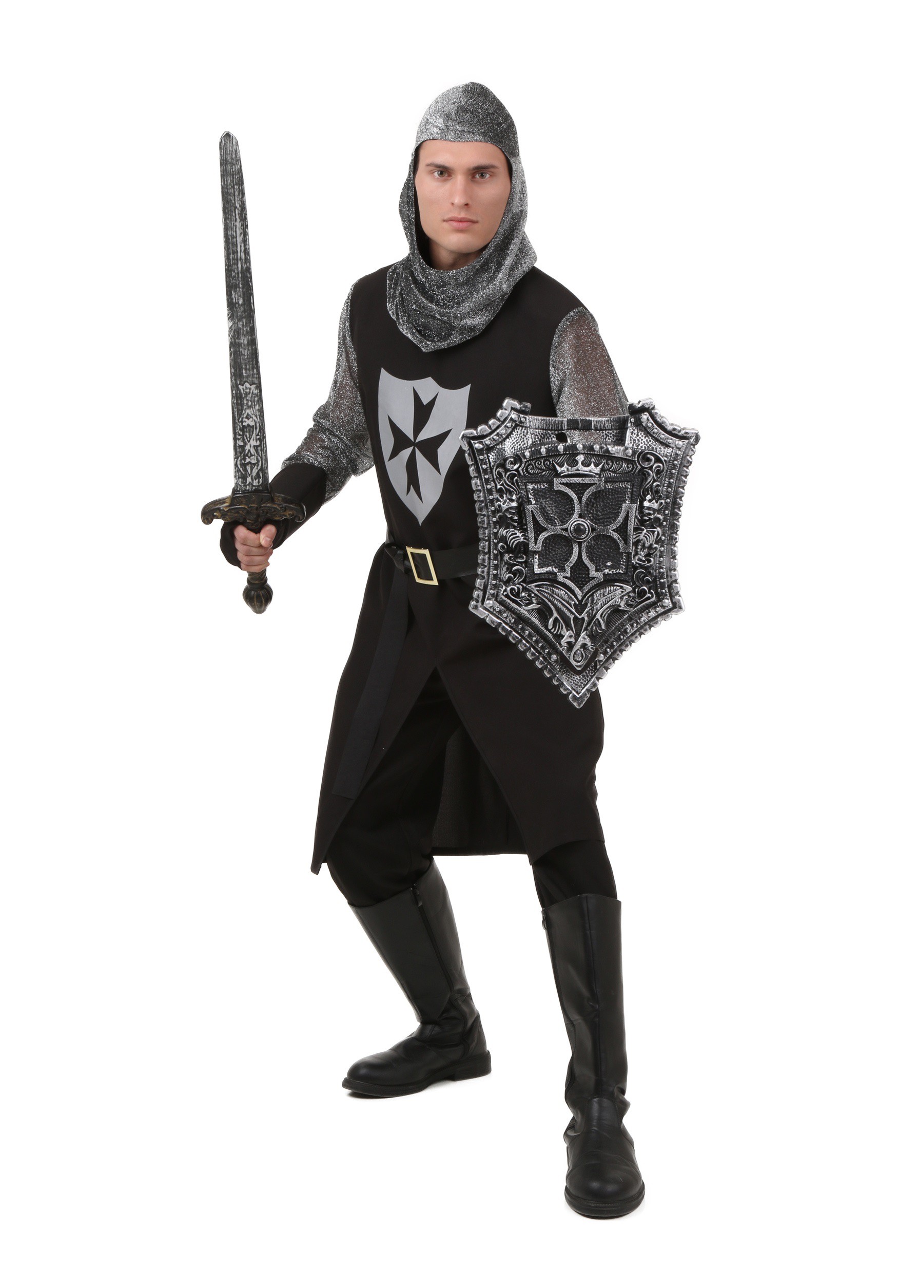 Men's Plus Size Black Knight Costume | Warrior Costumes