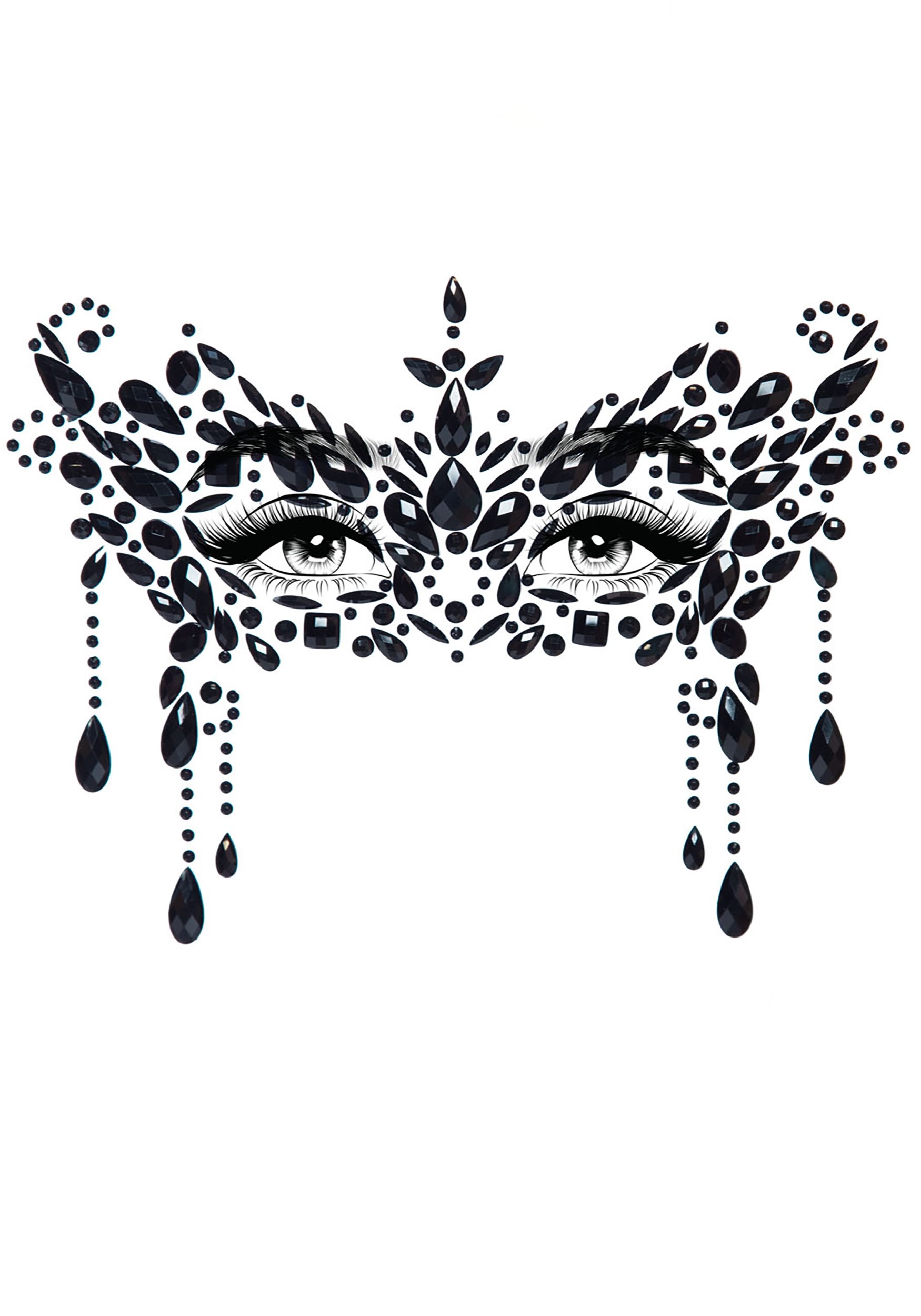 Black Masquerade Adhesive Face Jewels | Costume Jewels
