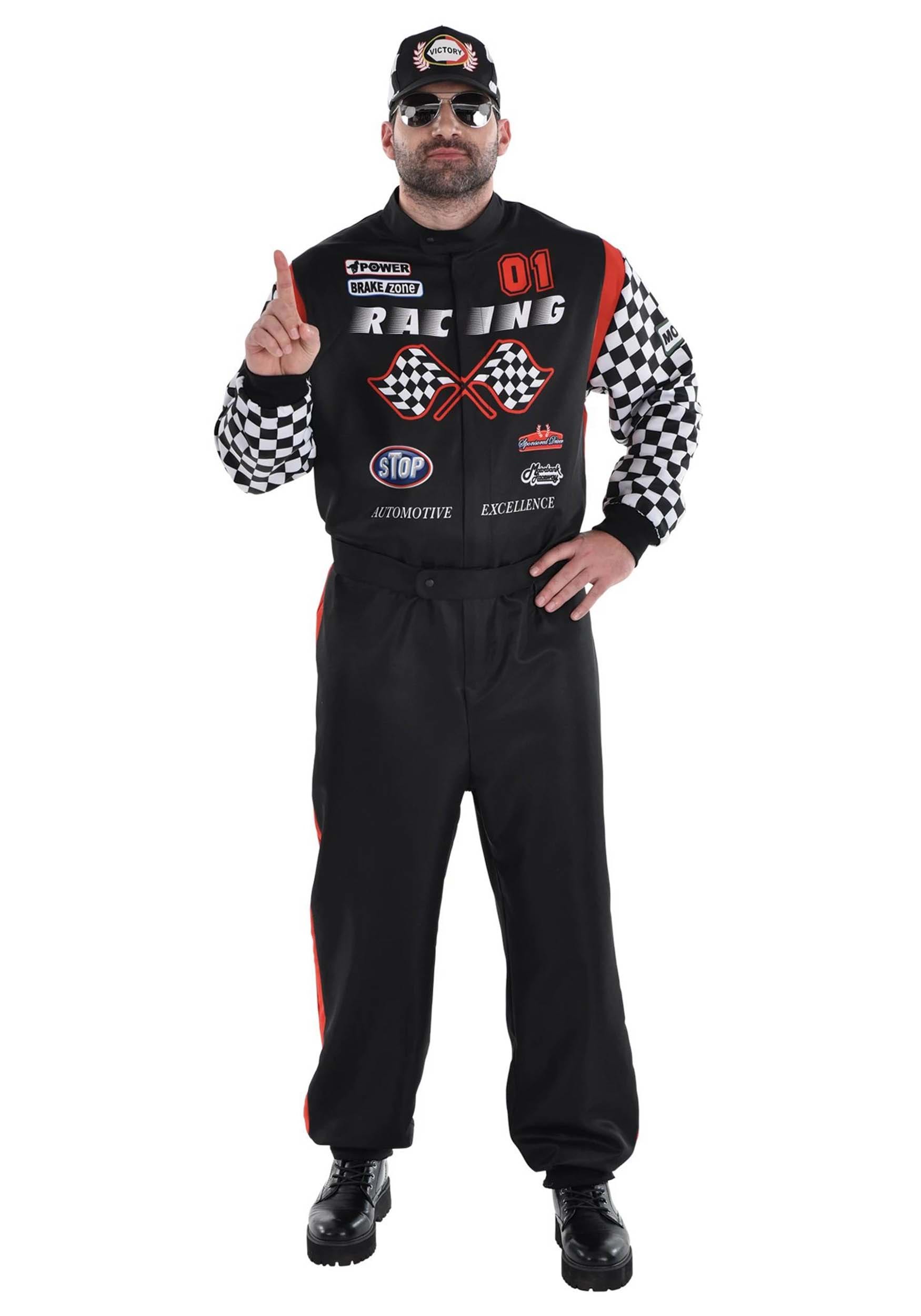 Plus Size Race Car Driver Classic Jumpsuit Men's Costume | Race Car Costumes