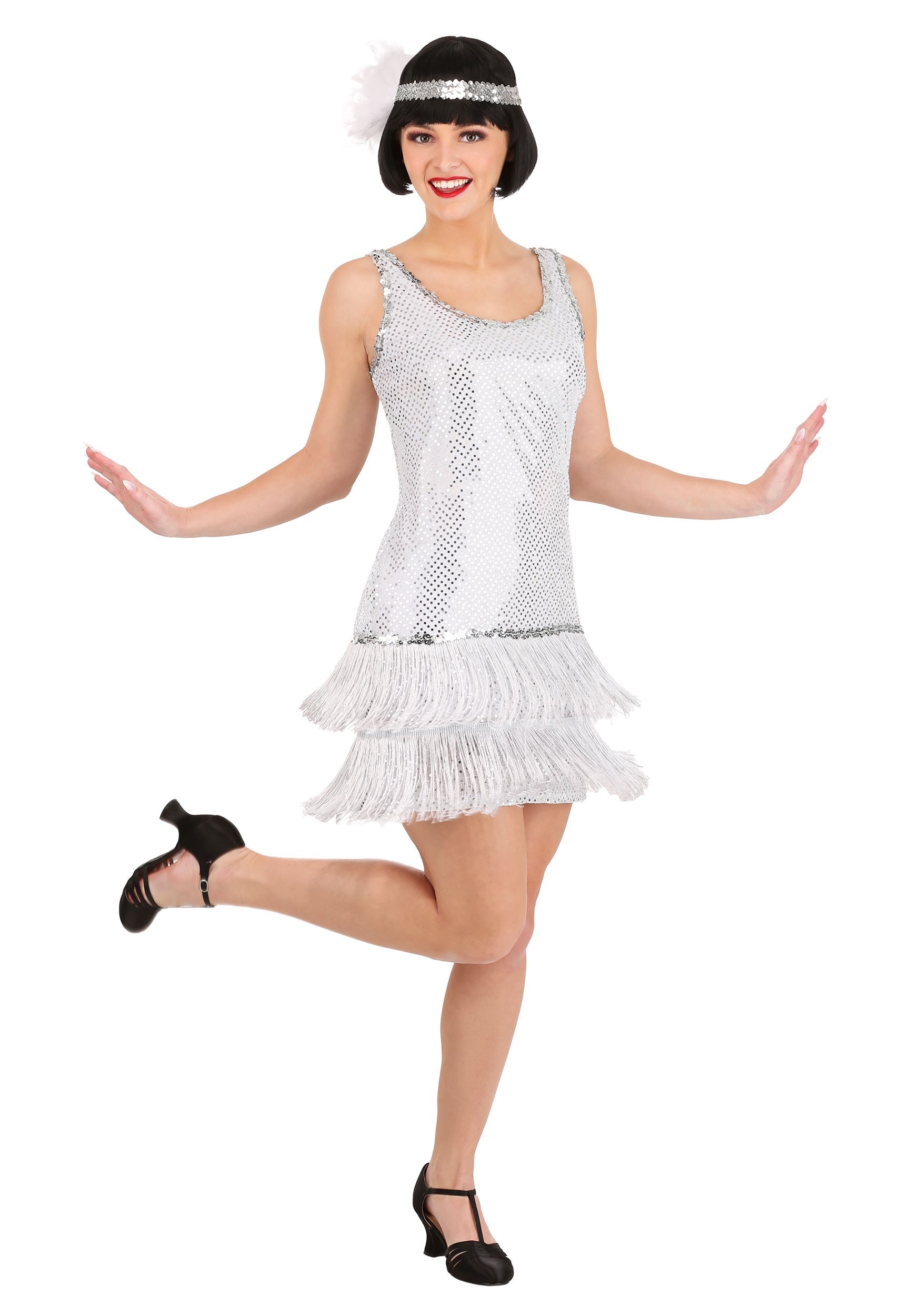 Women's Plus Size Silver Flapper Dress Costume