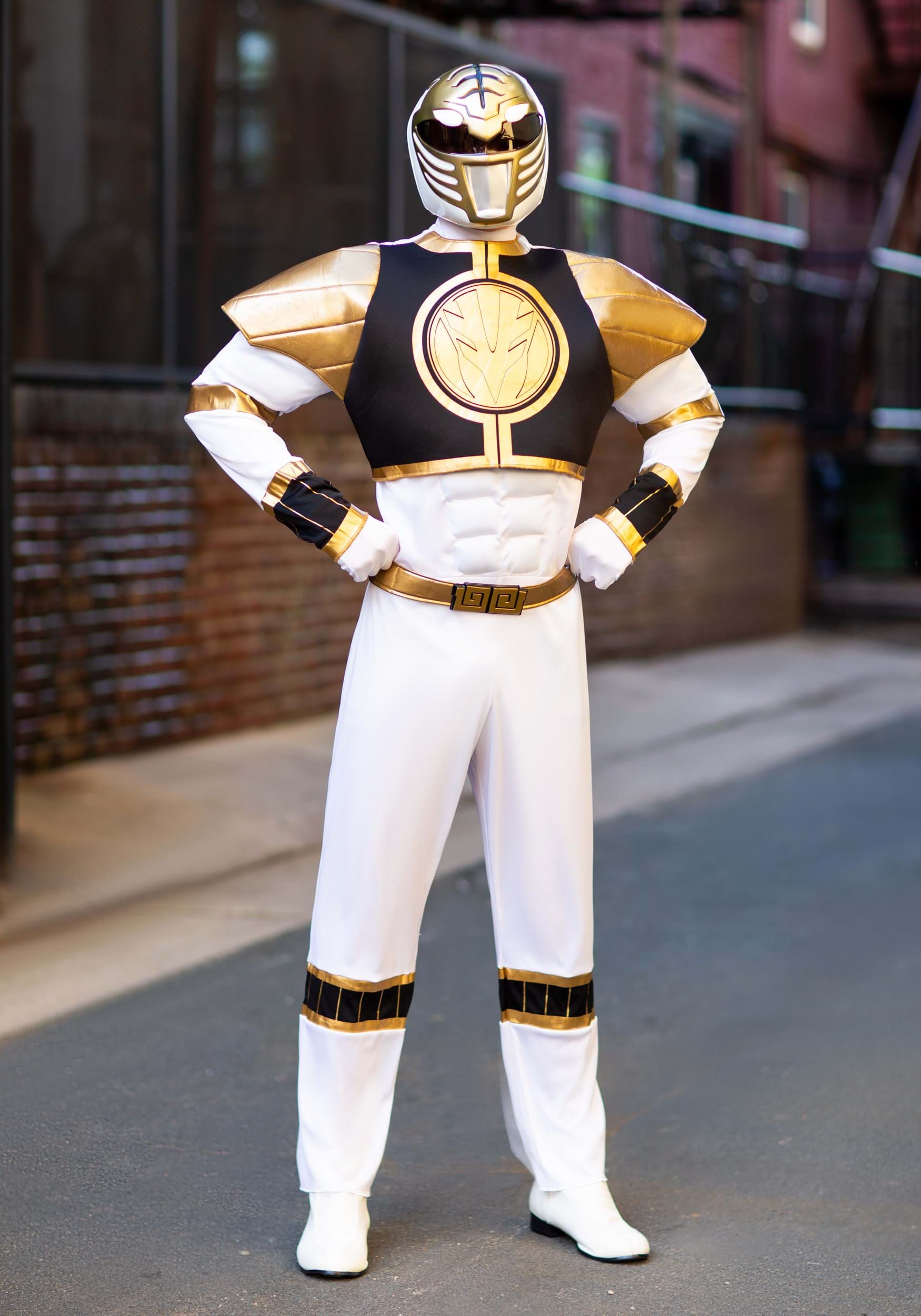 Adult Power Rangers White Ranger Classic Muscle Costume | Power Rangers Costumes