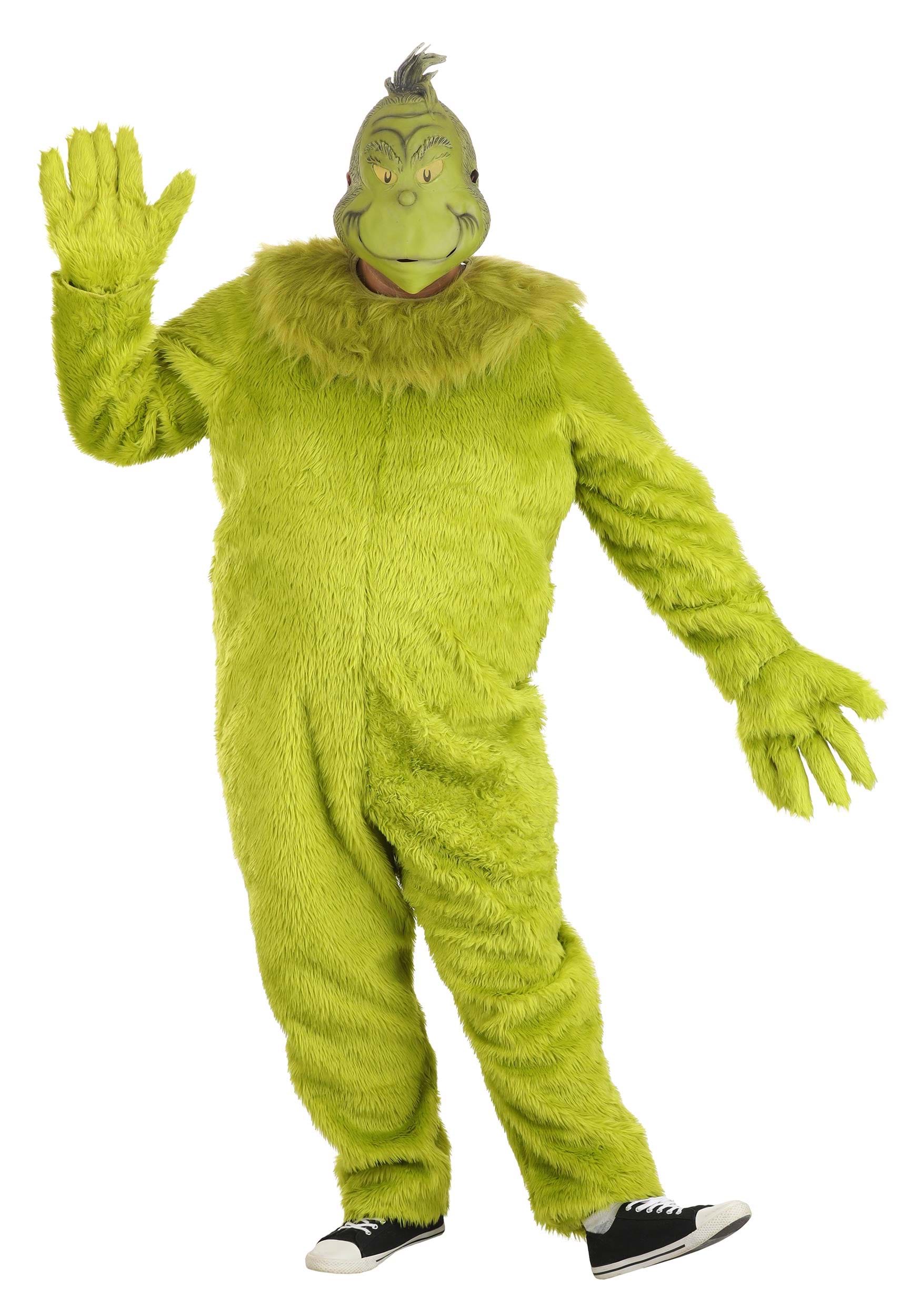Deluxe Plus Size The Grinch Jumpsuit with Latex Mask