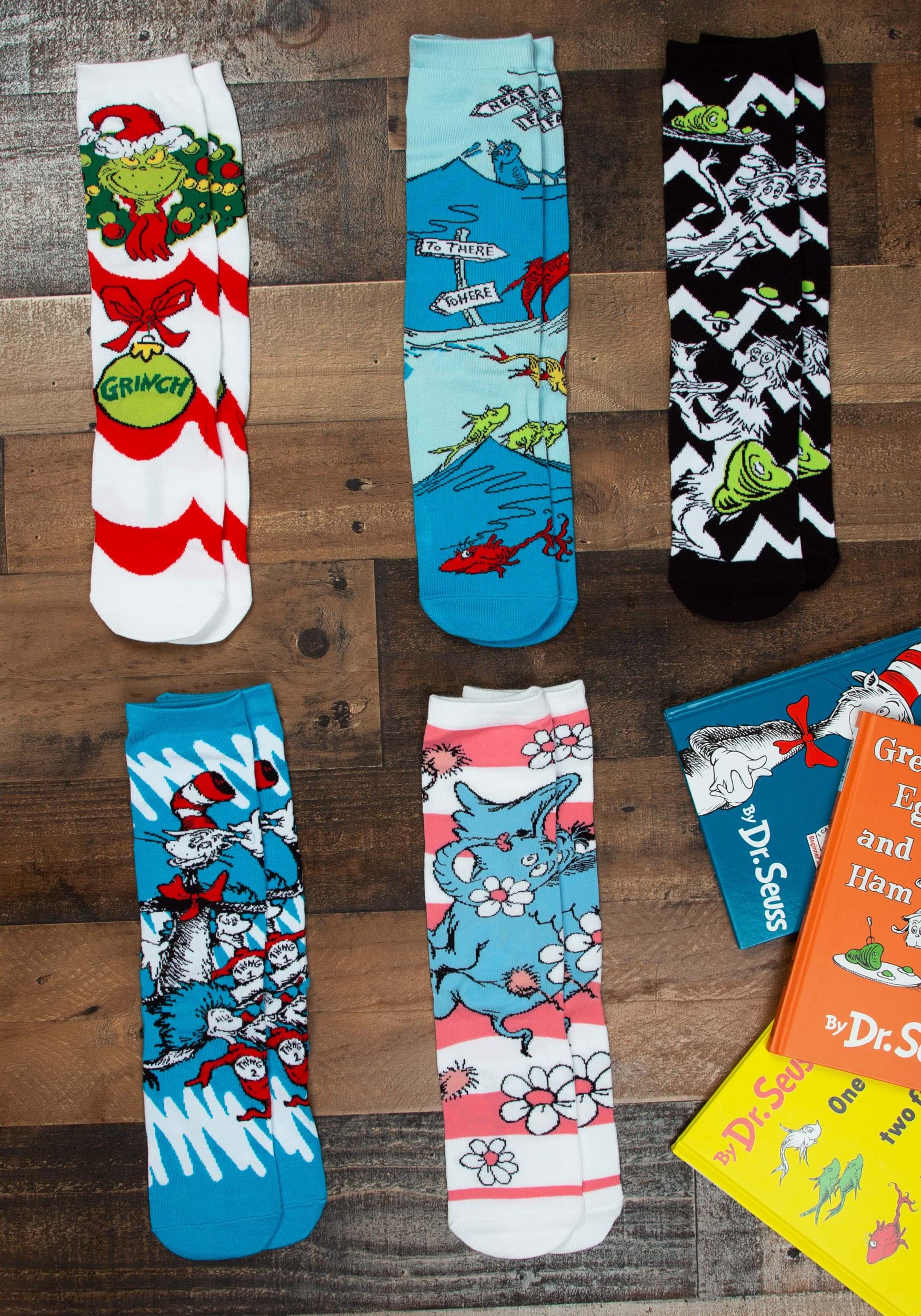 Dr. Seuss Patterns Adult Crew Sock Set 5 Pairs | Dr. Seuss Accessories