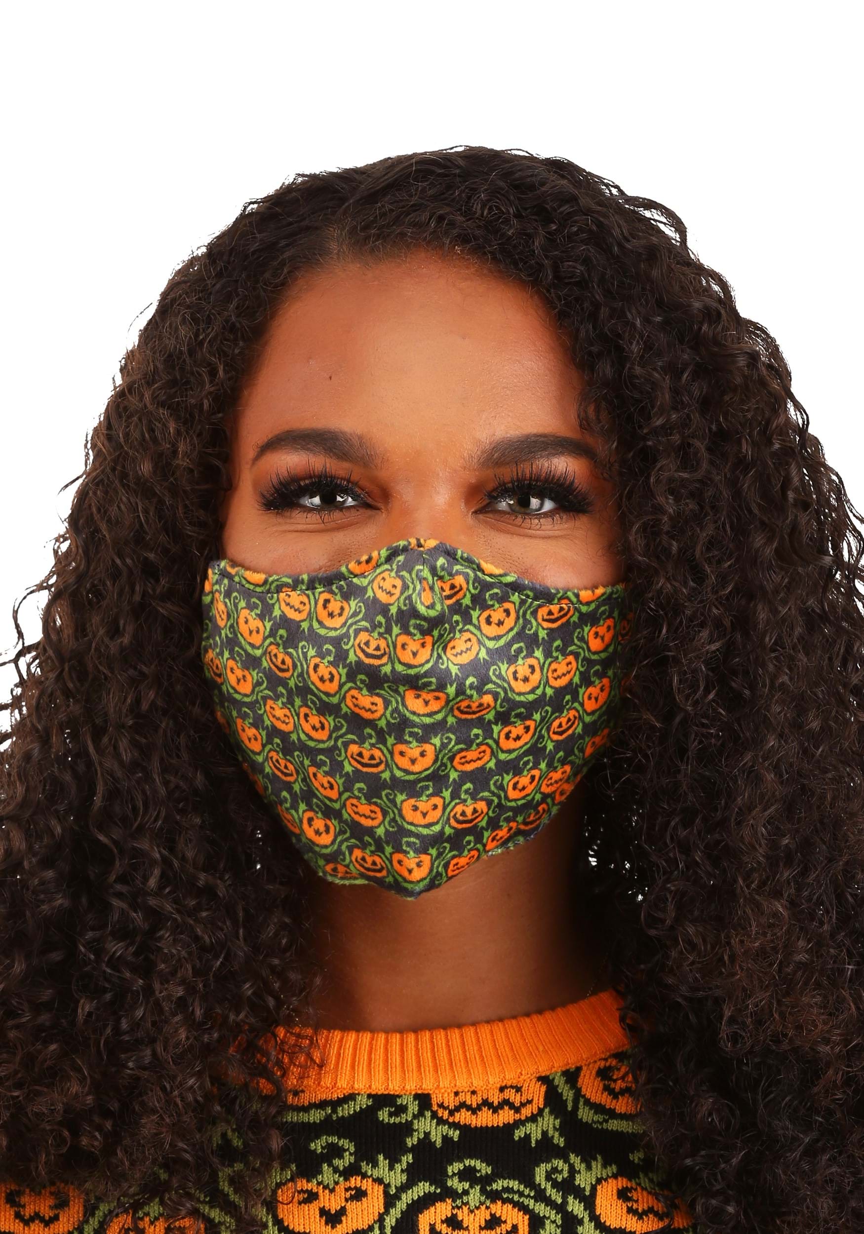 Adult Pumpkins Pattern Sublimated Face Mask | Pumpkin Accessories