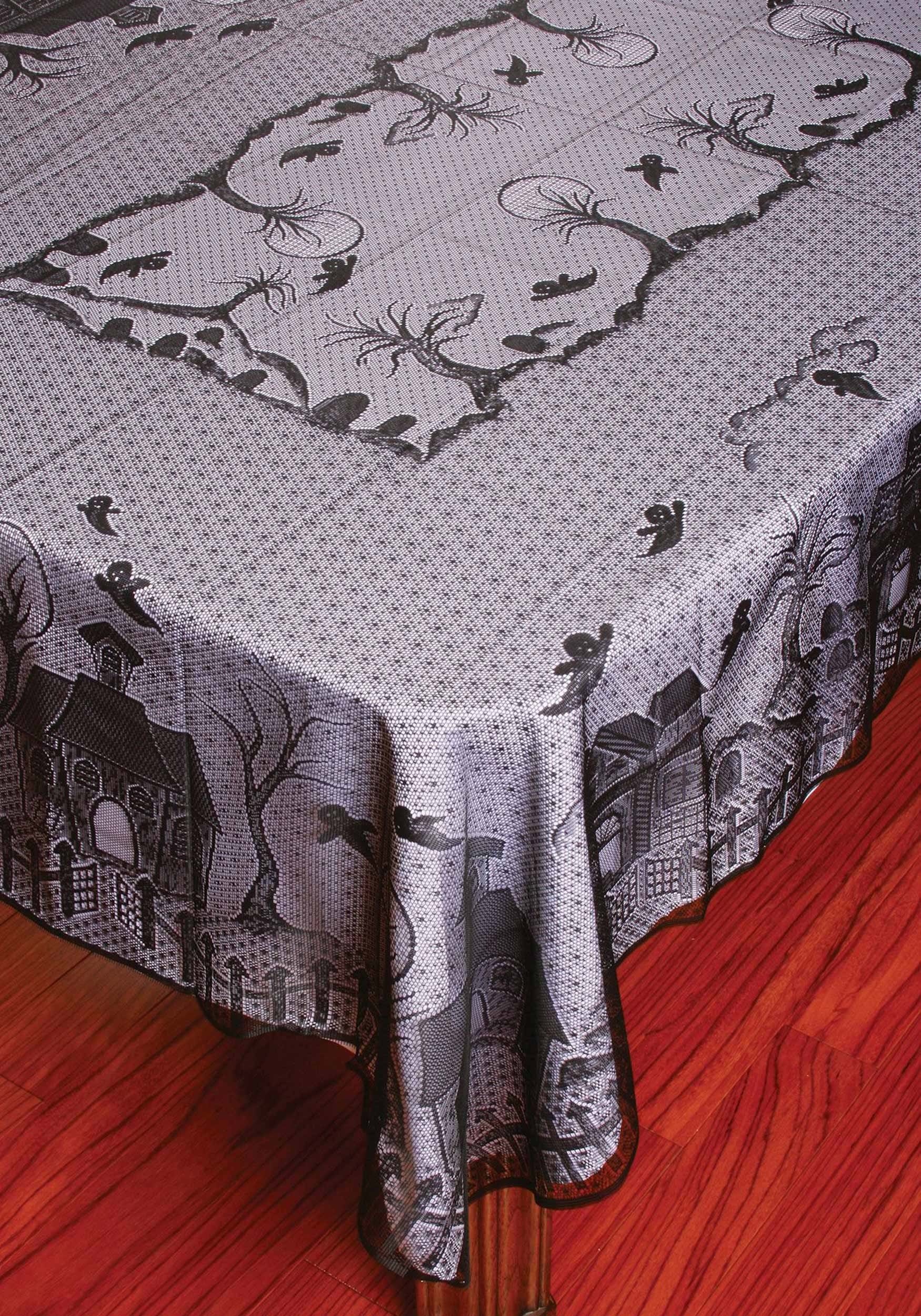 Haunted House Lace Decorative Tablecloth | Halloween Home Decorations