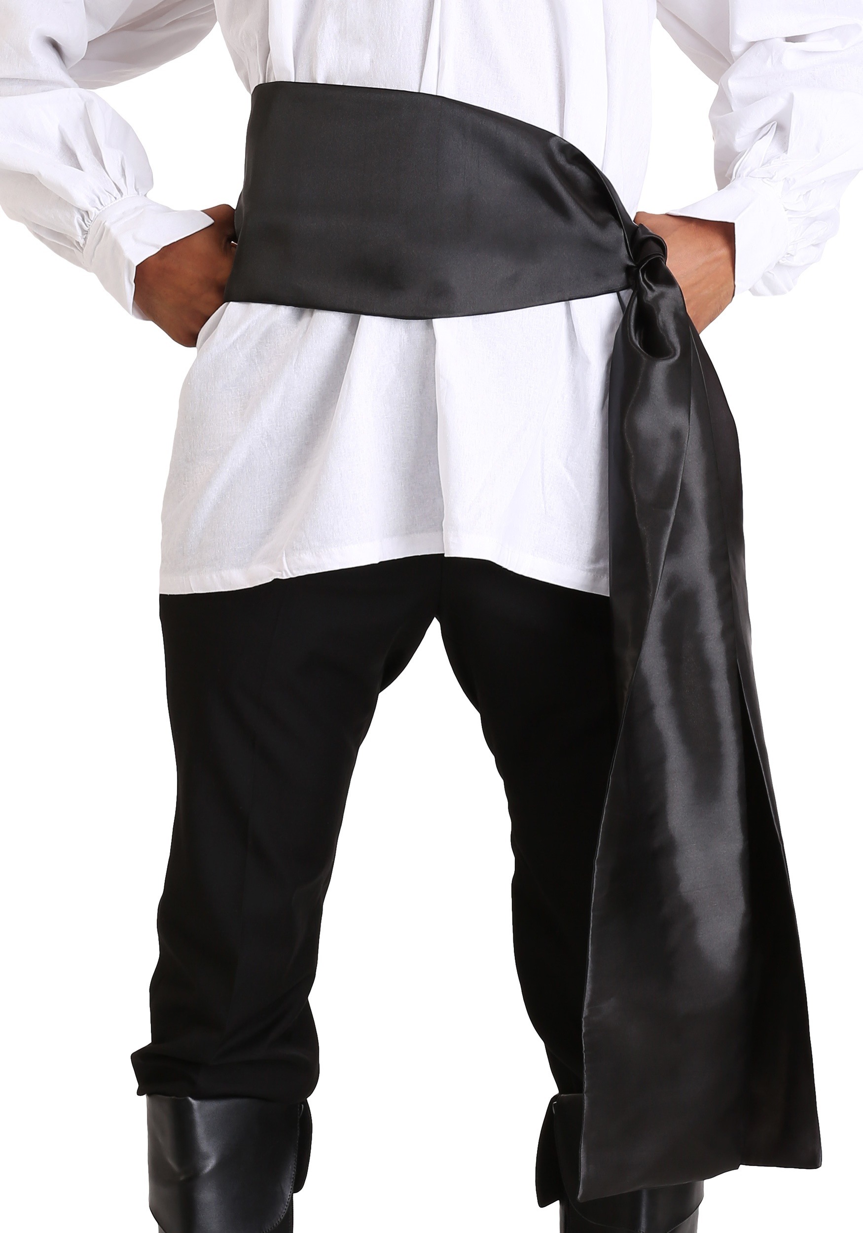 Renaissance Black Satin Costume Accessory Sash | Historical Accessories