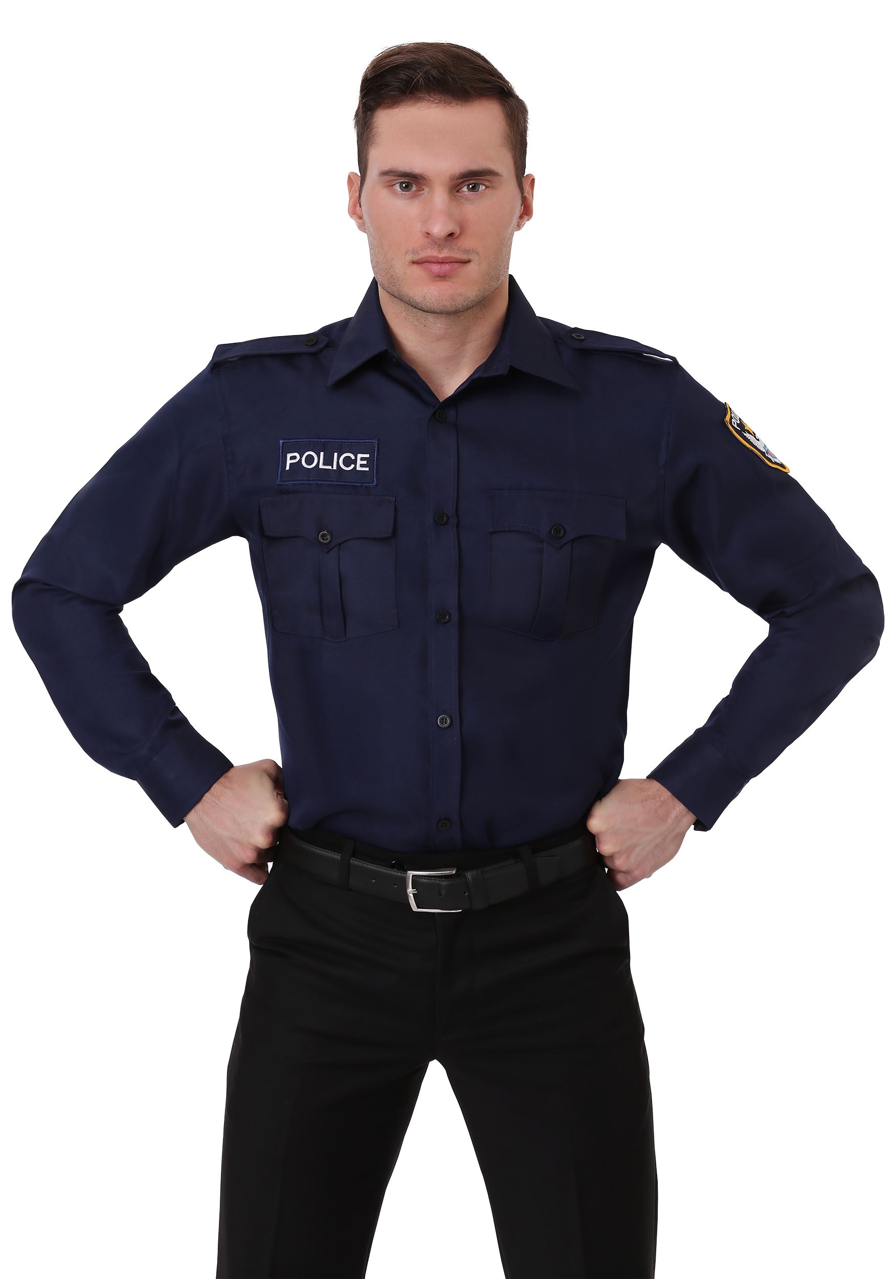 Long Sleeve Police Men's Costume Shirt | Police Costumes