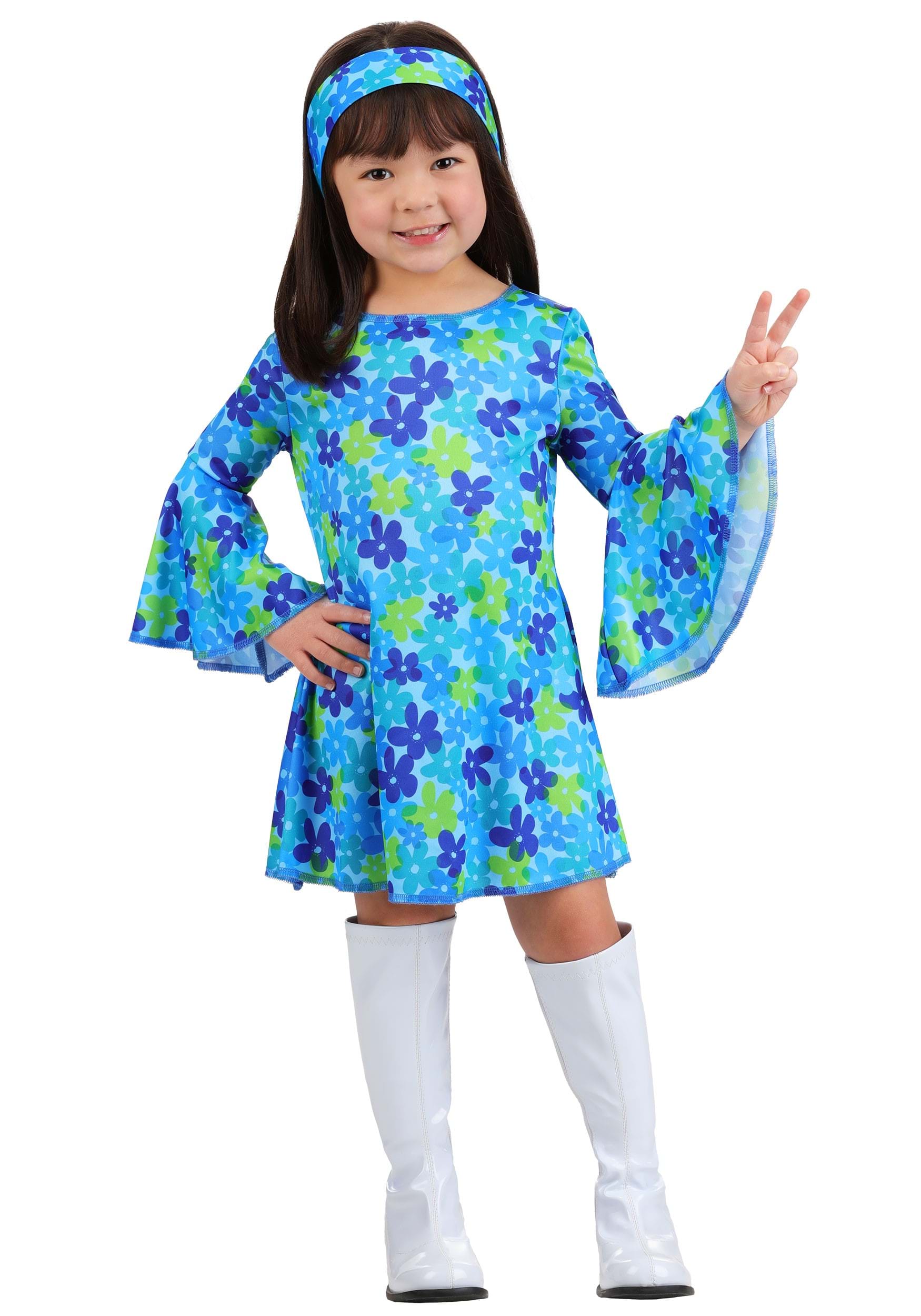 Girl's Wild Flower 70's Disco Toddler Costume Dress | Disco Costumes